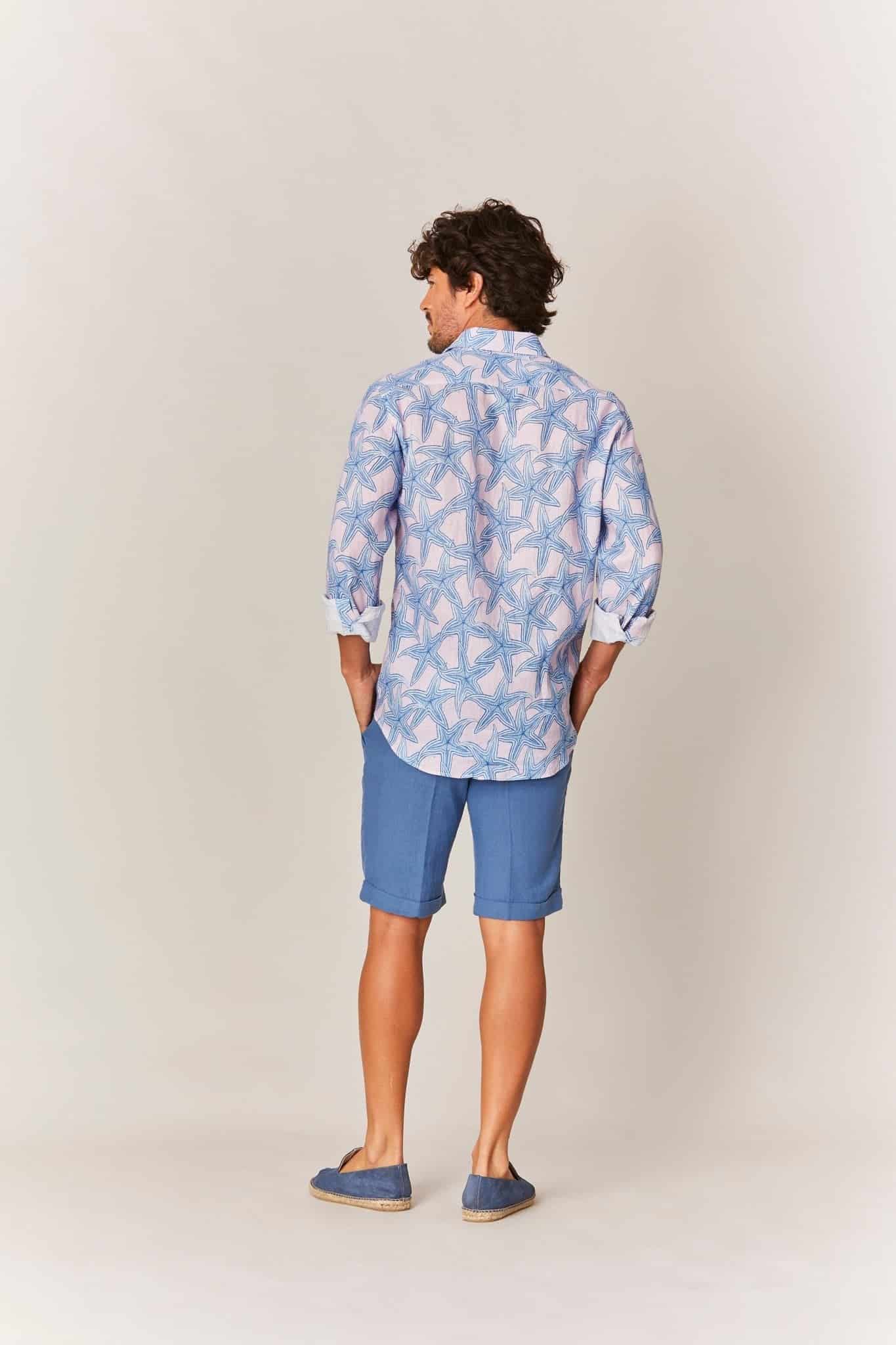 Men's linen shirt pink stella - miniatura 4