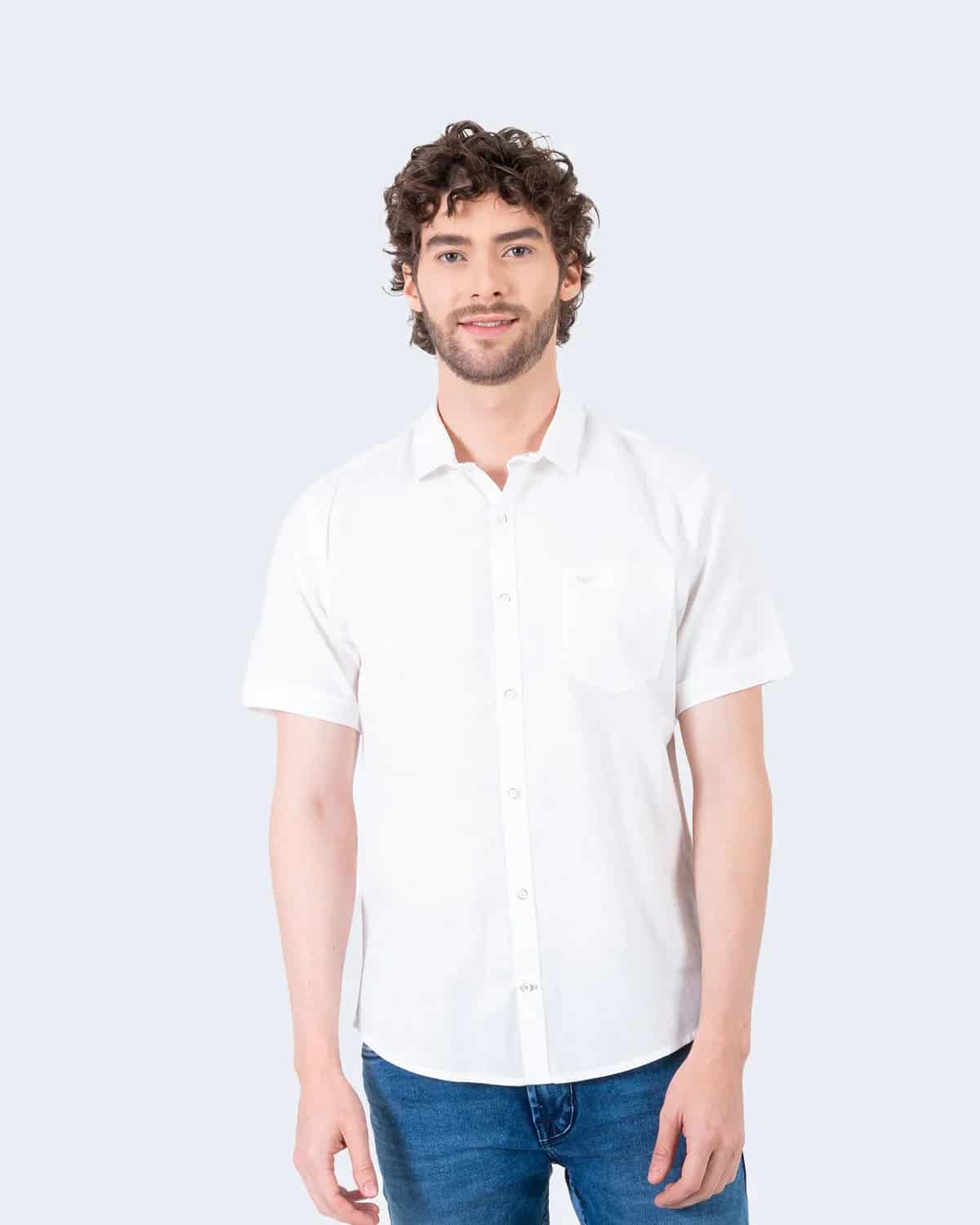 Camisa blanca manga corta para hombre - miniatura 89