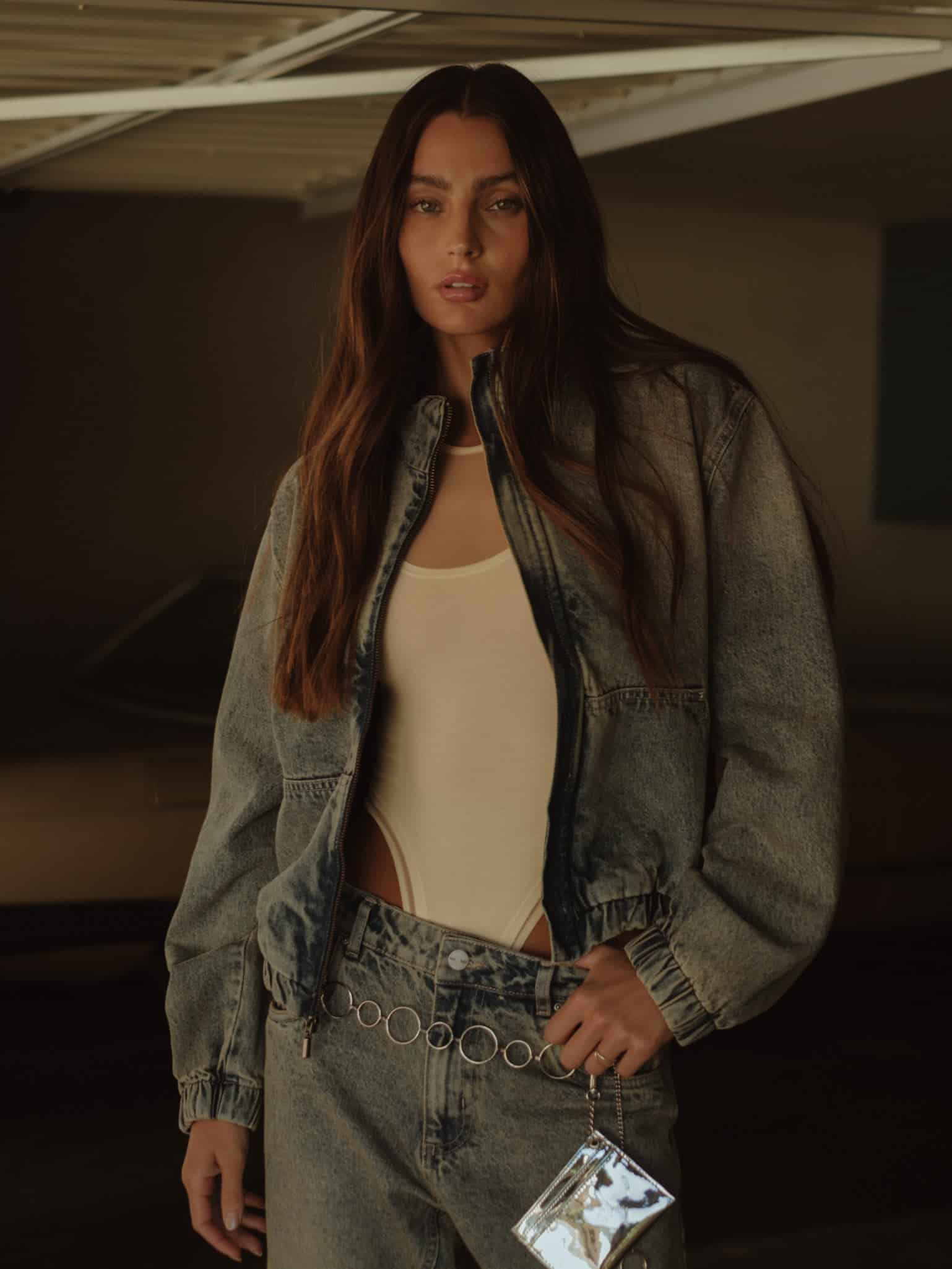 DENIM BOMBER JACKET - SUNBLEACHED - miniatura 7