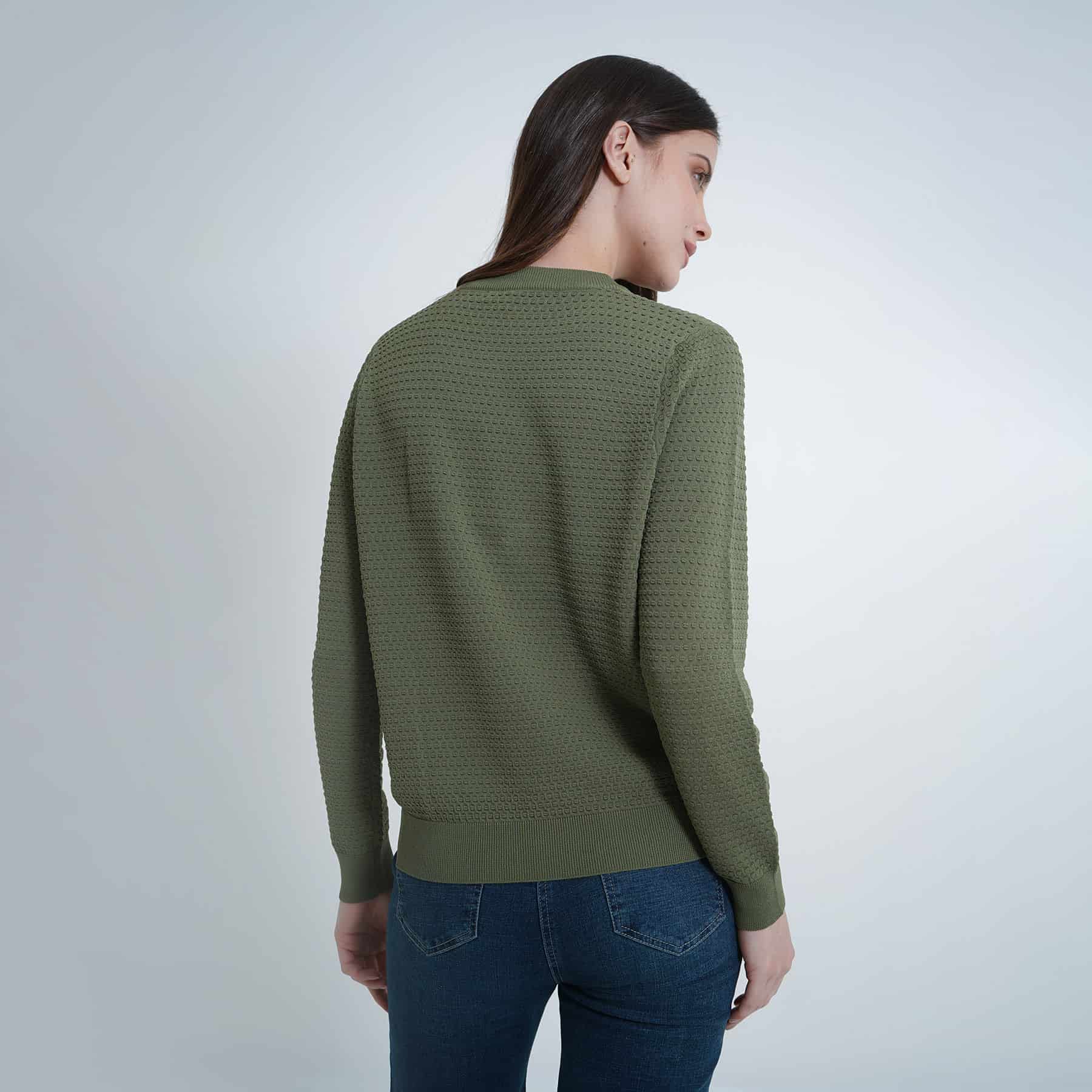 Sweater tejido texturizado cuello redondo manga larga - miniatura 9