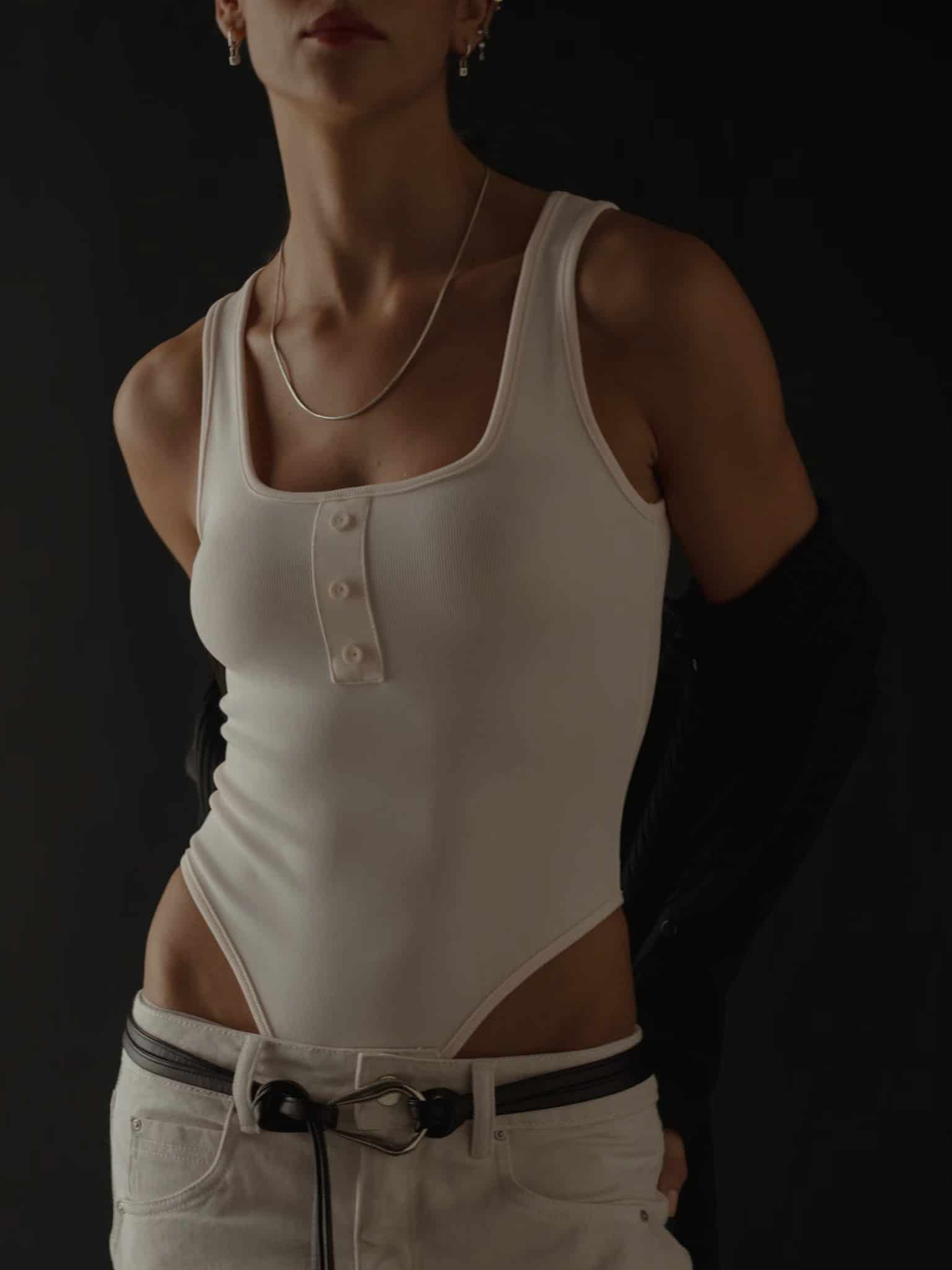 HALF BUTTON BODY - SOFT WHITE - miniatura 1