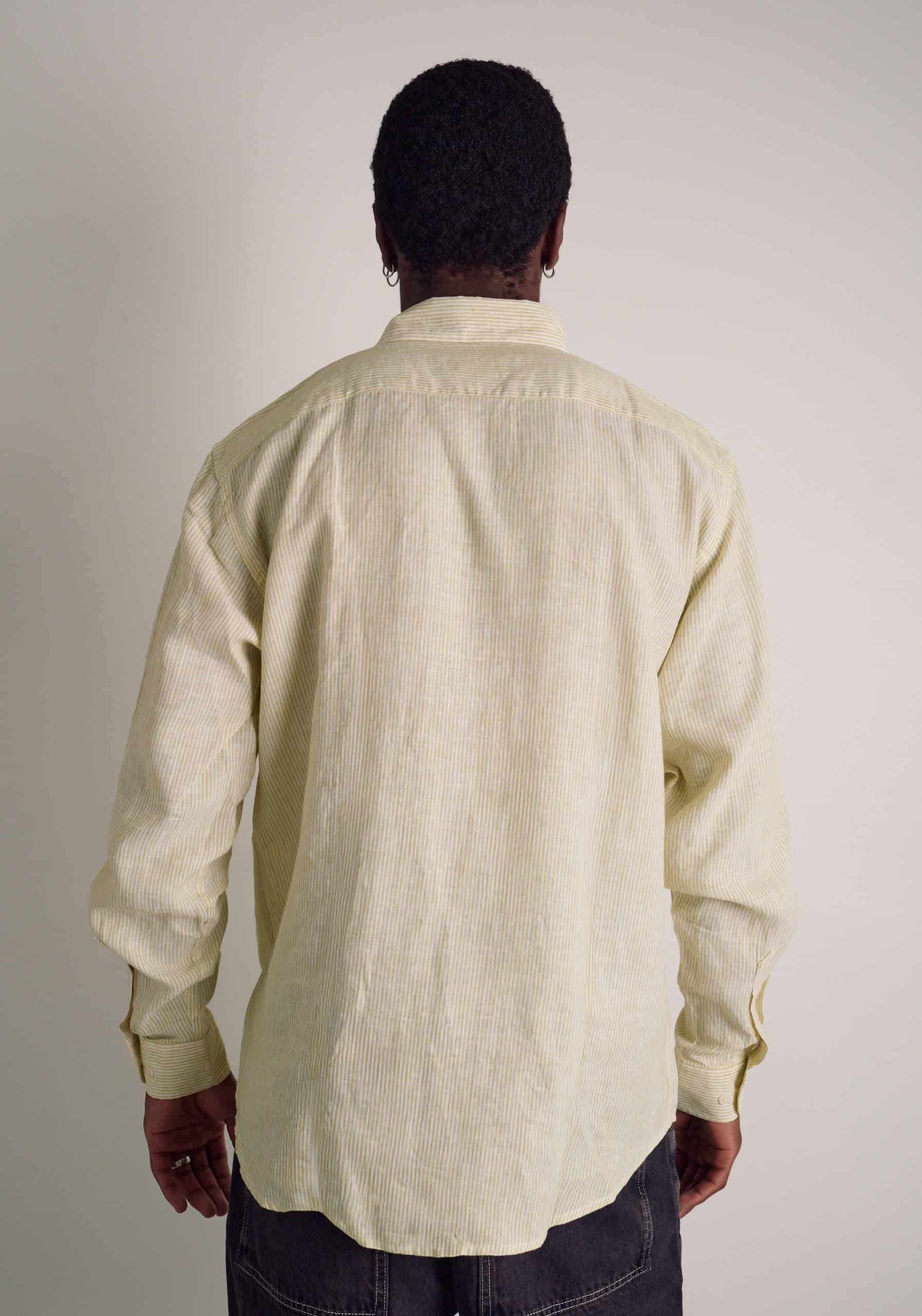 Camisa H CBD Lino Rayas Verde Med - Blanco - miniatura 5