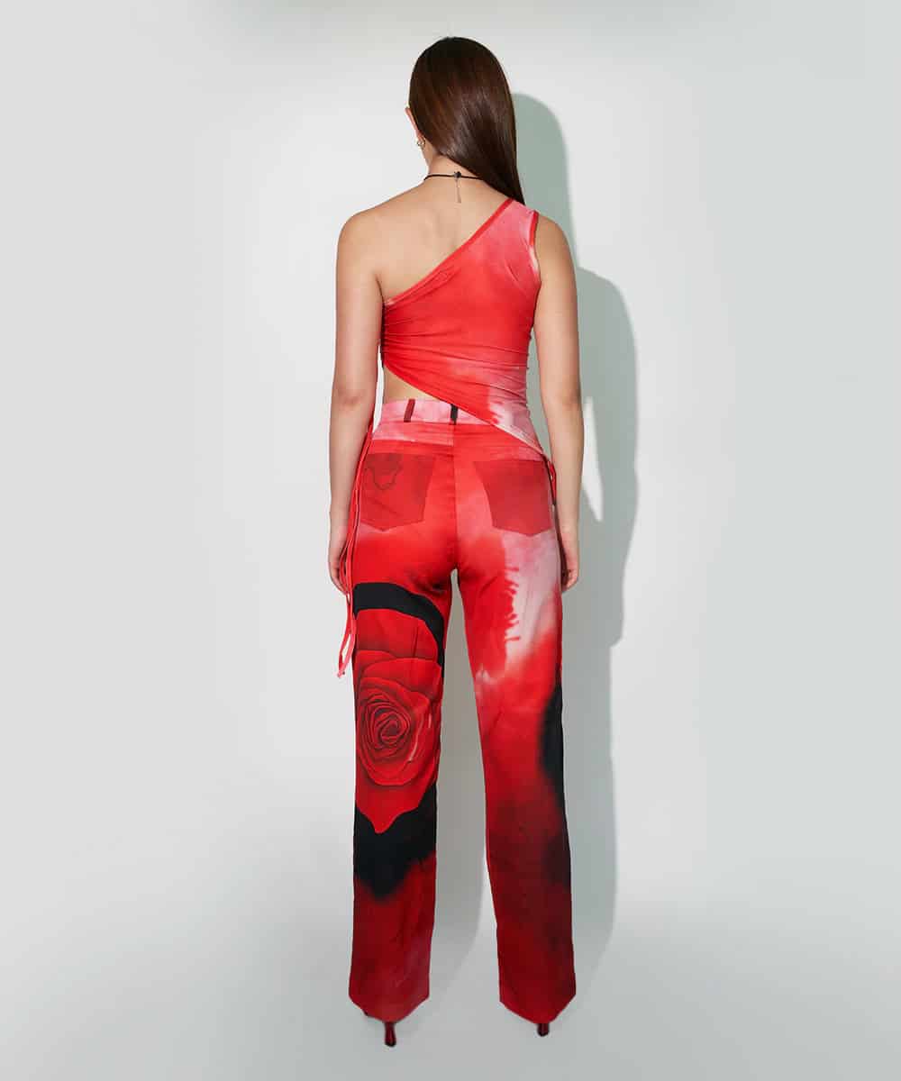 One Shoulder Top In Rose Red - miniatura 2
