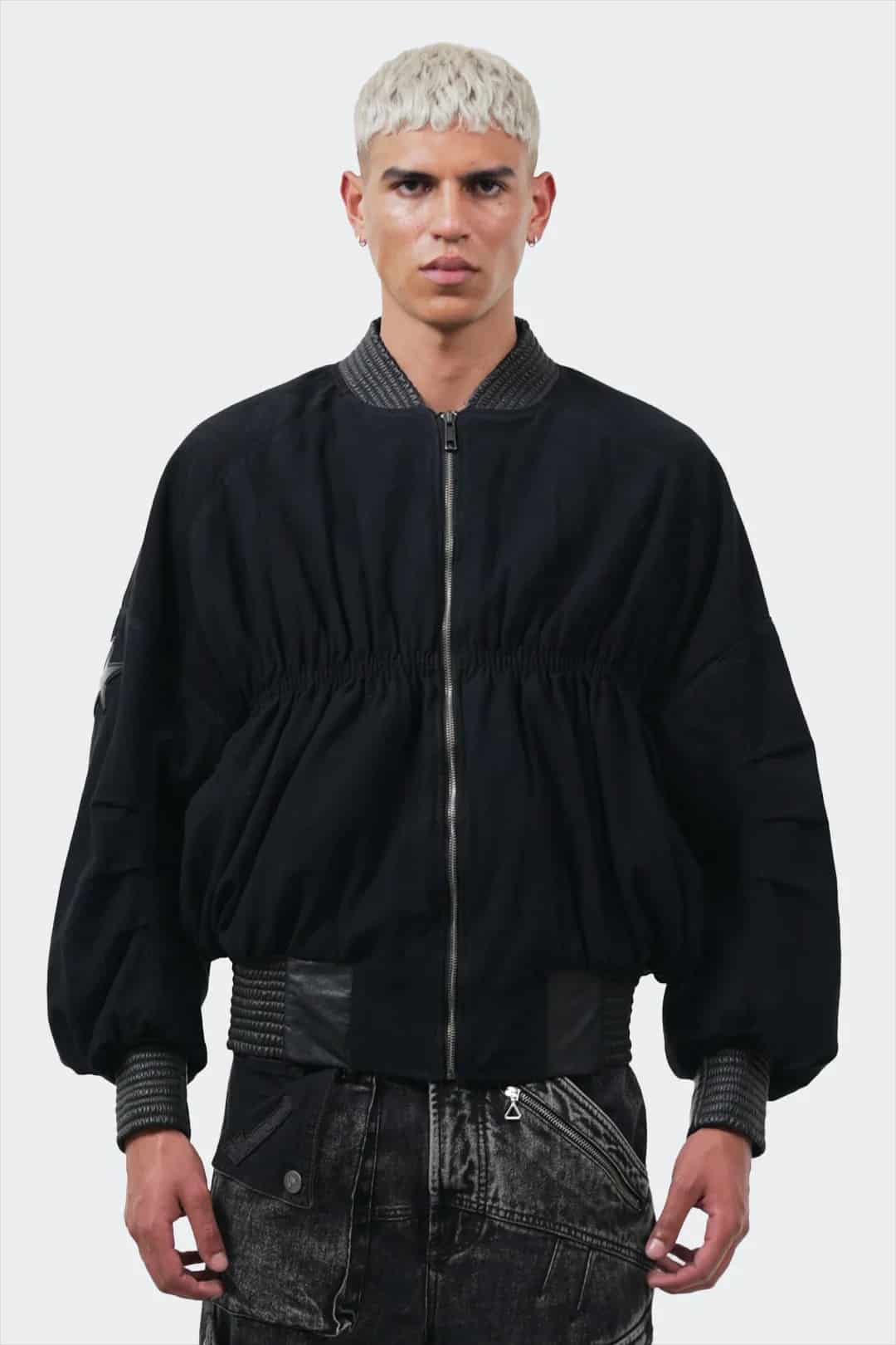 VENENO CHAQUETA DENIM CUERO BOMBER - miniatura 1