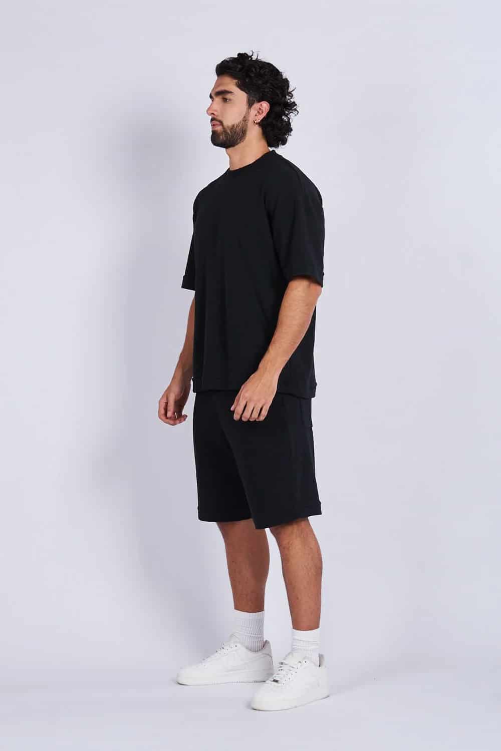 Camiseta oversize textura horizontal Negra - miniatura 2