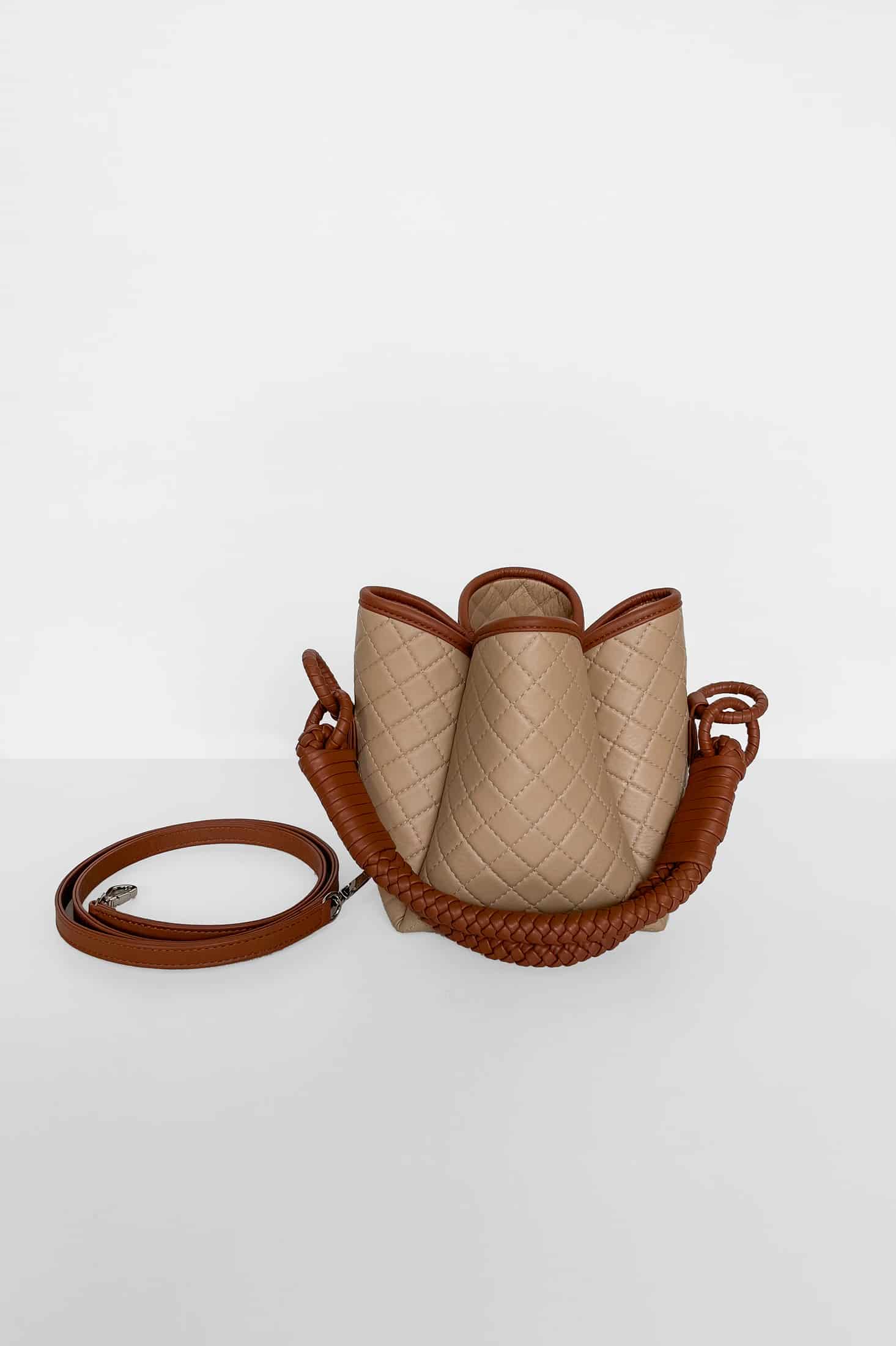Tulip Mini Bucket Bag, Cappuccino & Brandy - miniatura 4