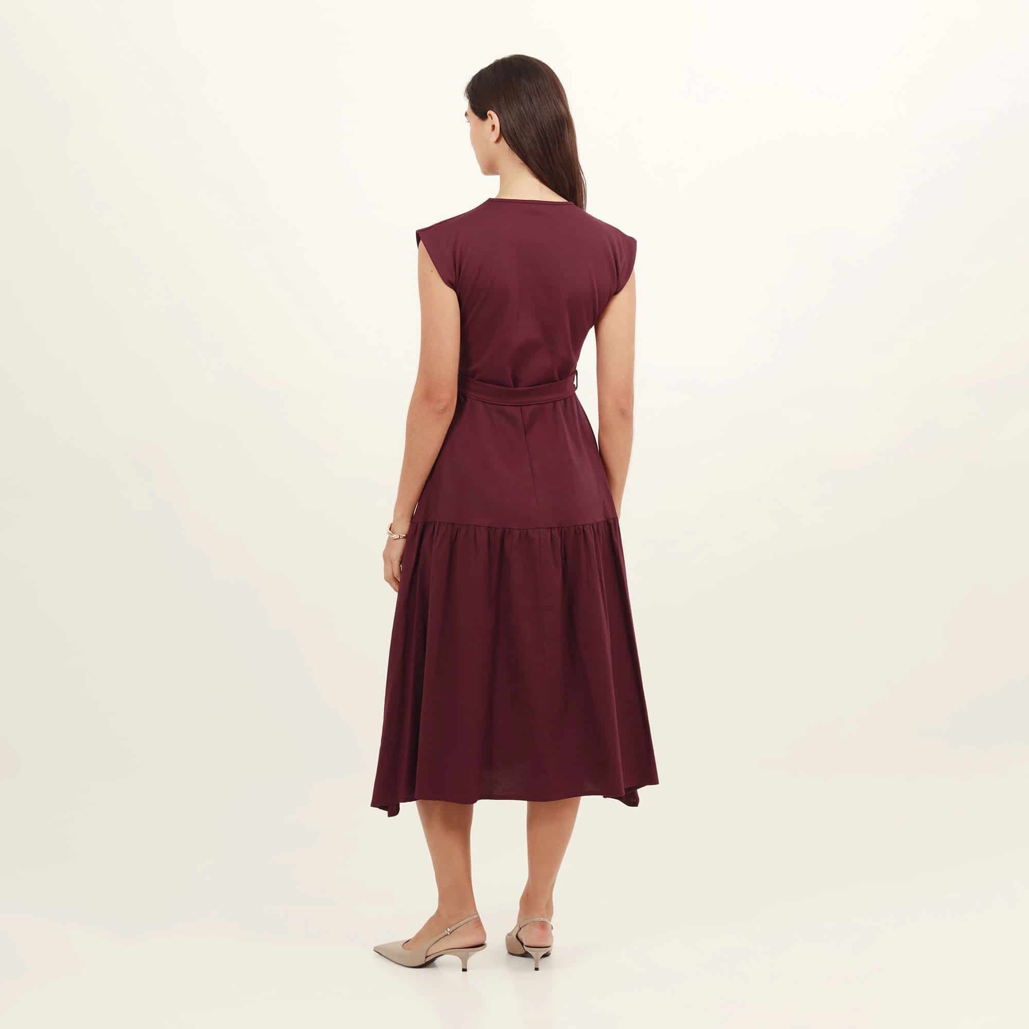 Vestido midi cuello redondo silueta en a - miniatura 6