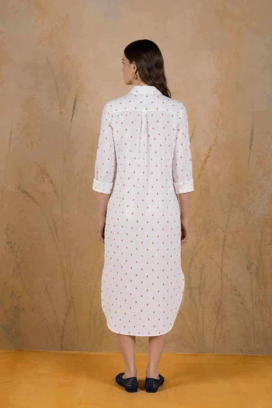 Women's Higuera linen shirt dress white - miniatura 3