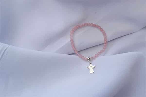 Pulsera Cuarzo Rosa dije ángel Mini - miniatura 2