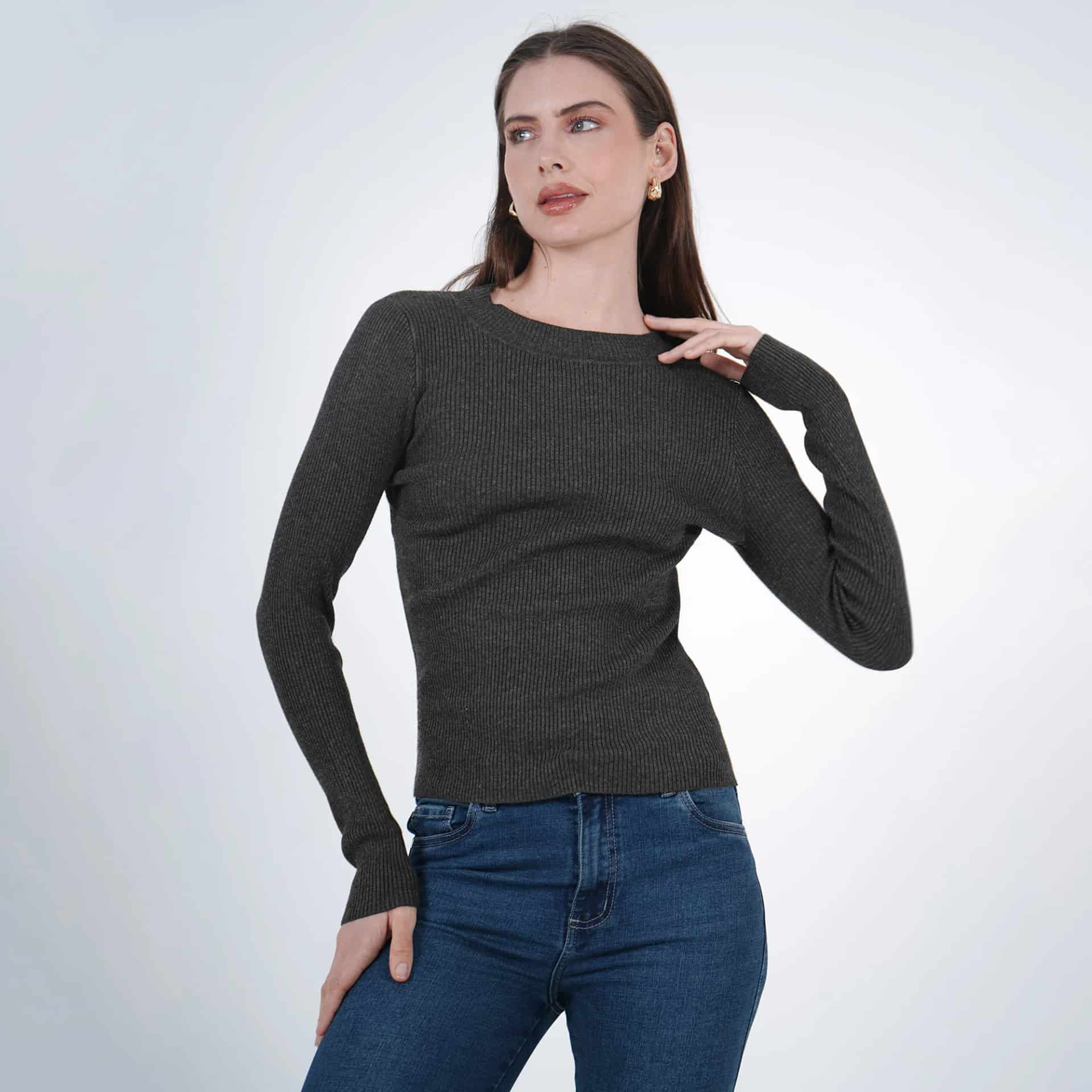 Sweater Cuello V Manga Larga - miniatura 2