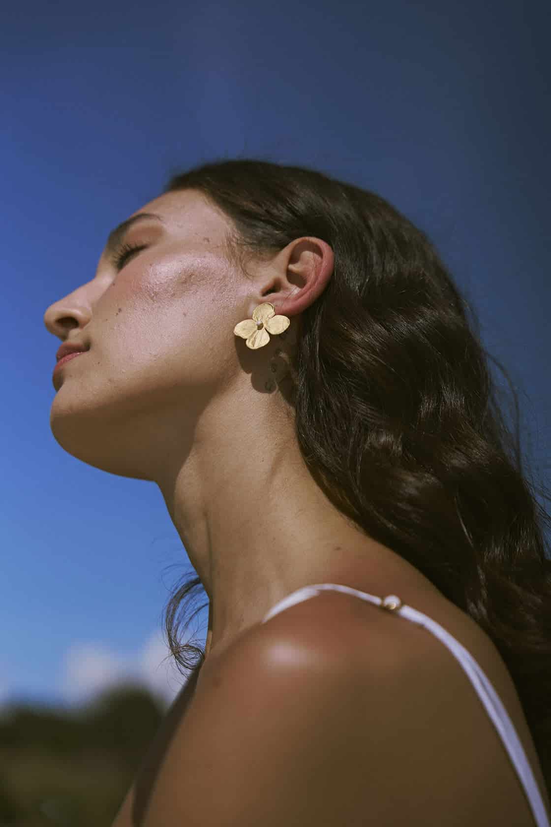 ARETES HYDRANGEA CON PERLAS - REMOVIBLE - miniatura 3