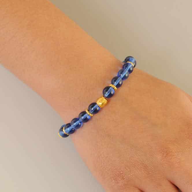 Pulsera Cristal Checo Azul 8mm - miniatura 2