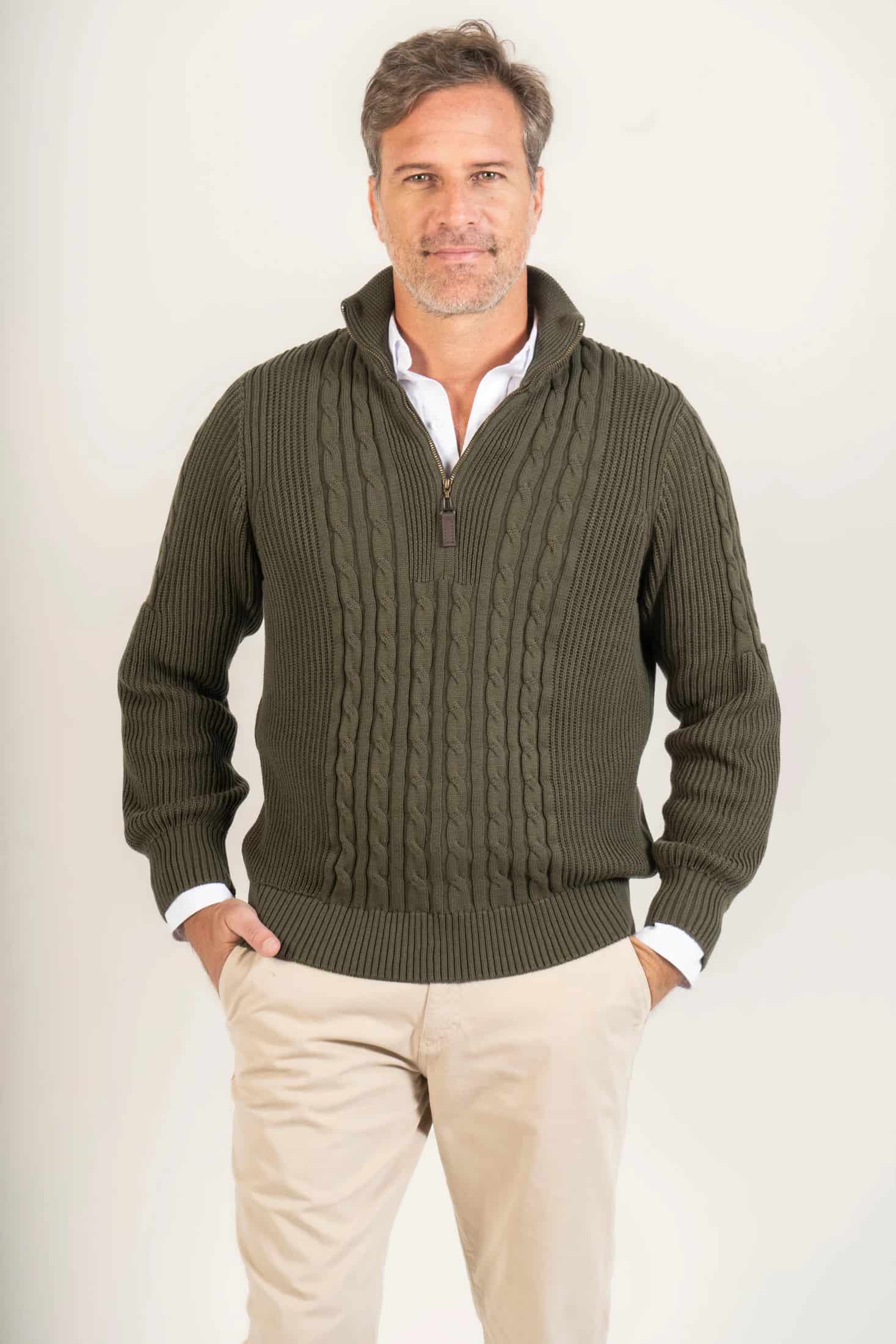 Suéter Halfzip Highland Hombre Verde Militar - miniatura 6