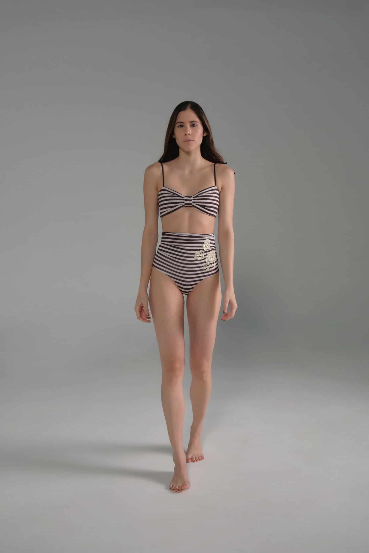 Morante Embroidered Bottom / Black & White Stripes - miniatura 1
