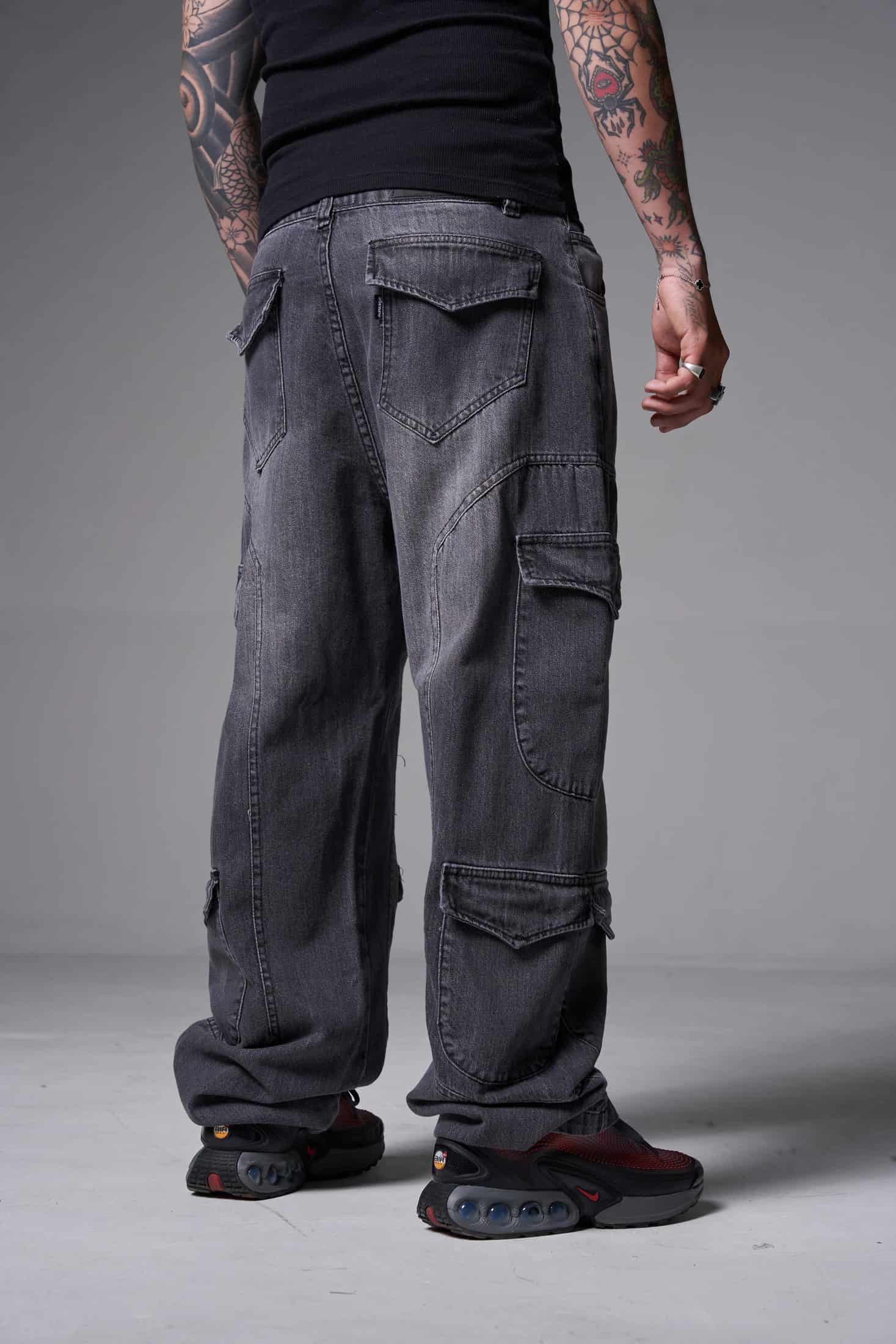 JEANS BAGGY 8 BOLSILLOS PARCHE GRIS OSCURO - miniatura 4