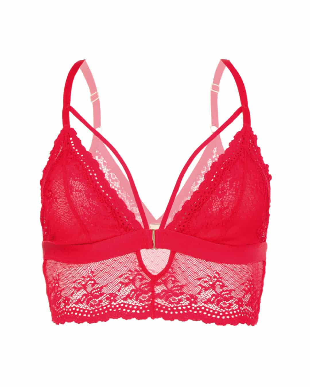 Bralette en encaje y malla - ONE LOVE ROJO - miniatura 3