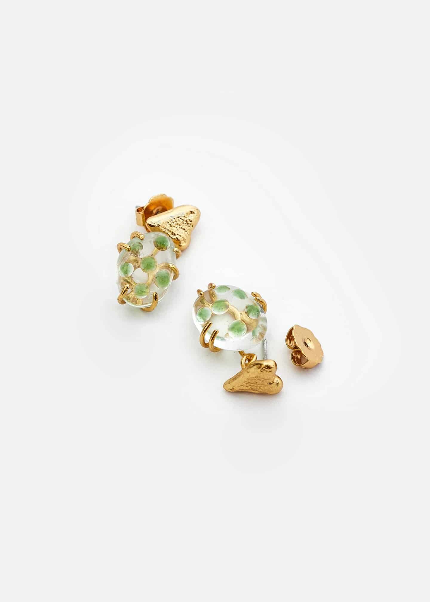 Aretes Mini Cuarzos Pétalos greeny - miniatura 3