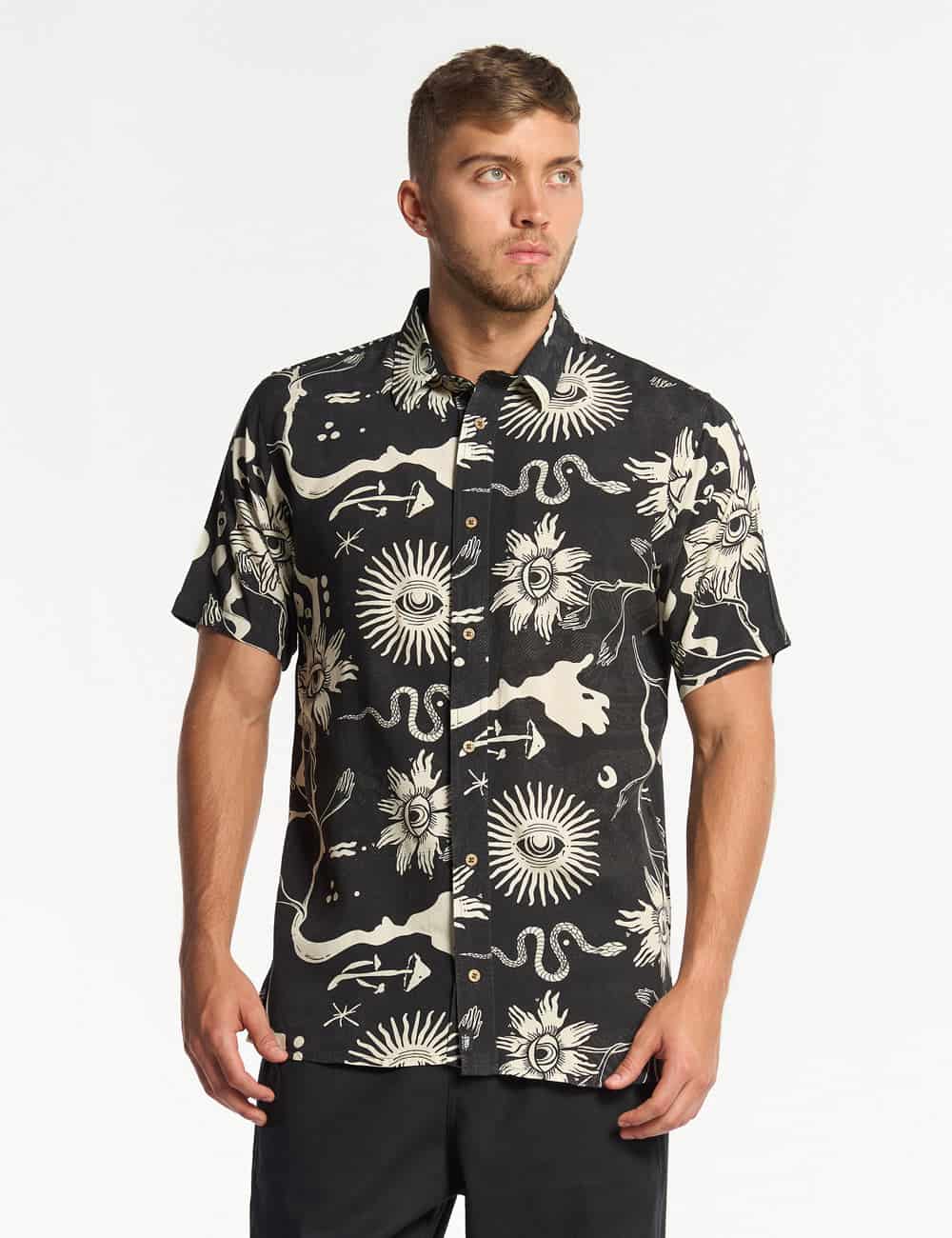 Camisa Regular Fit Chacras  negro + crudo Hombre - miniatura 2