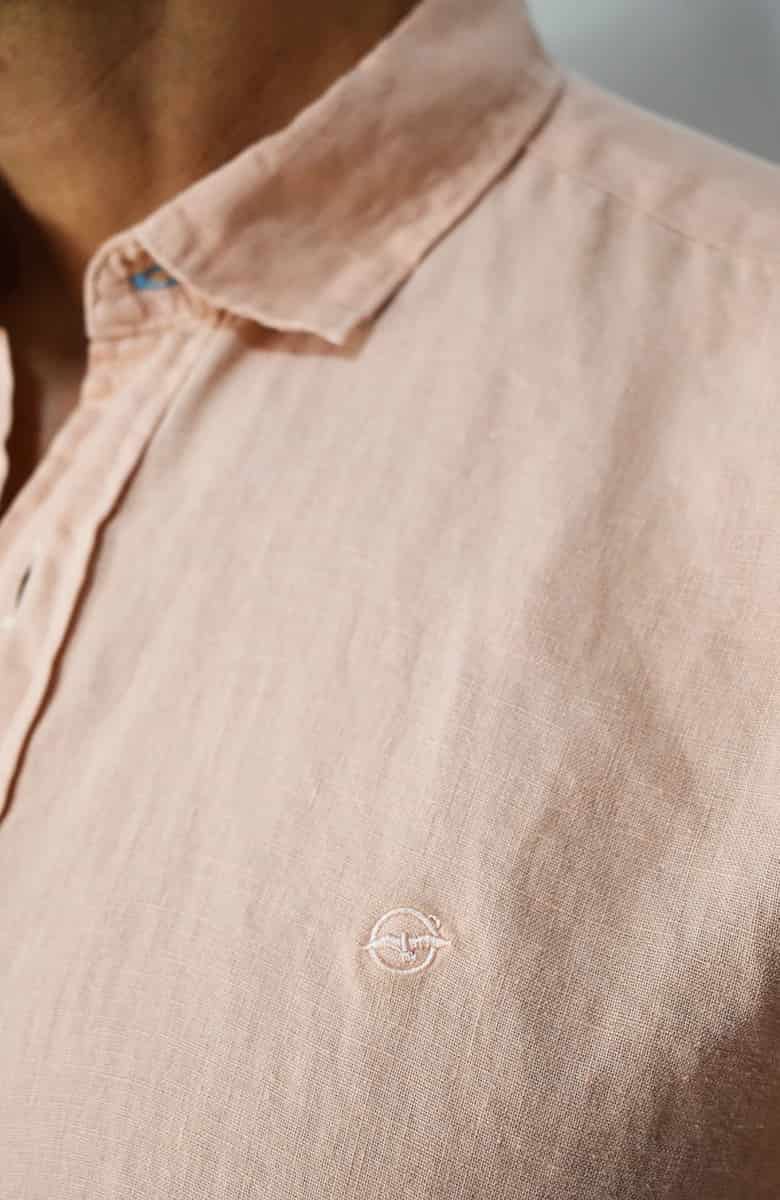 Camisa manga larga Lino Salmón para Hombre - miniatura 2