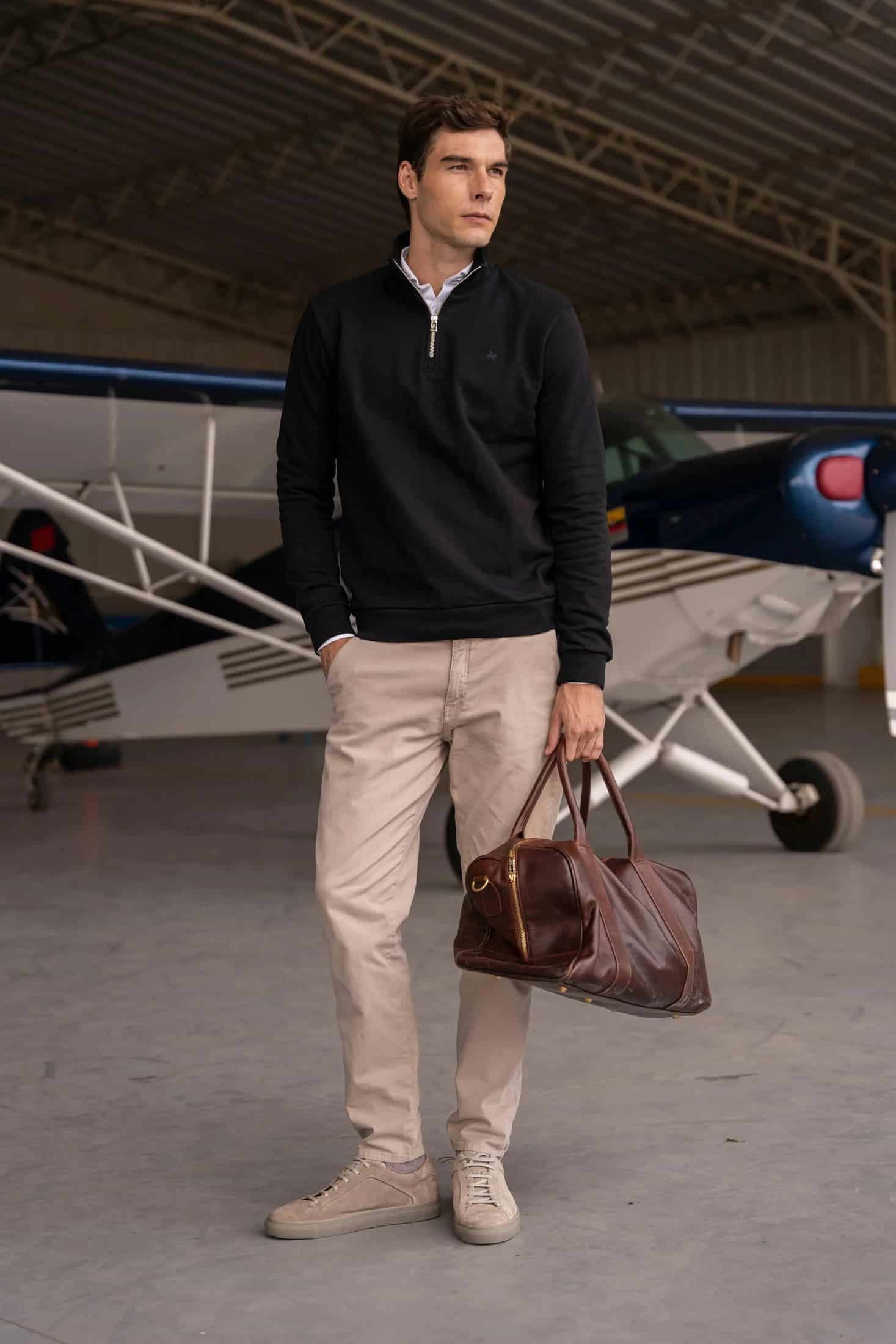 Halfzip Premium Comfy Hombre Negro - miniatura 2