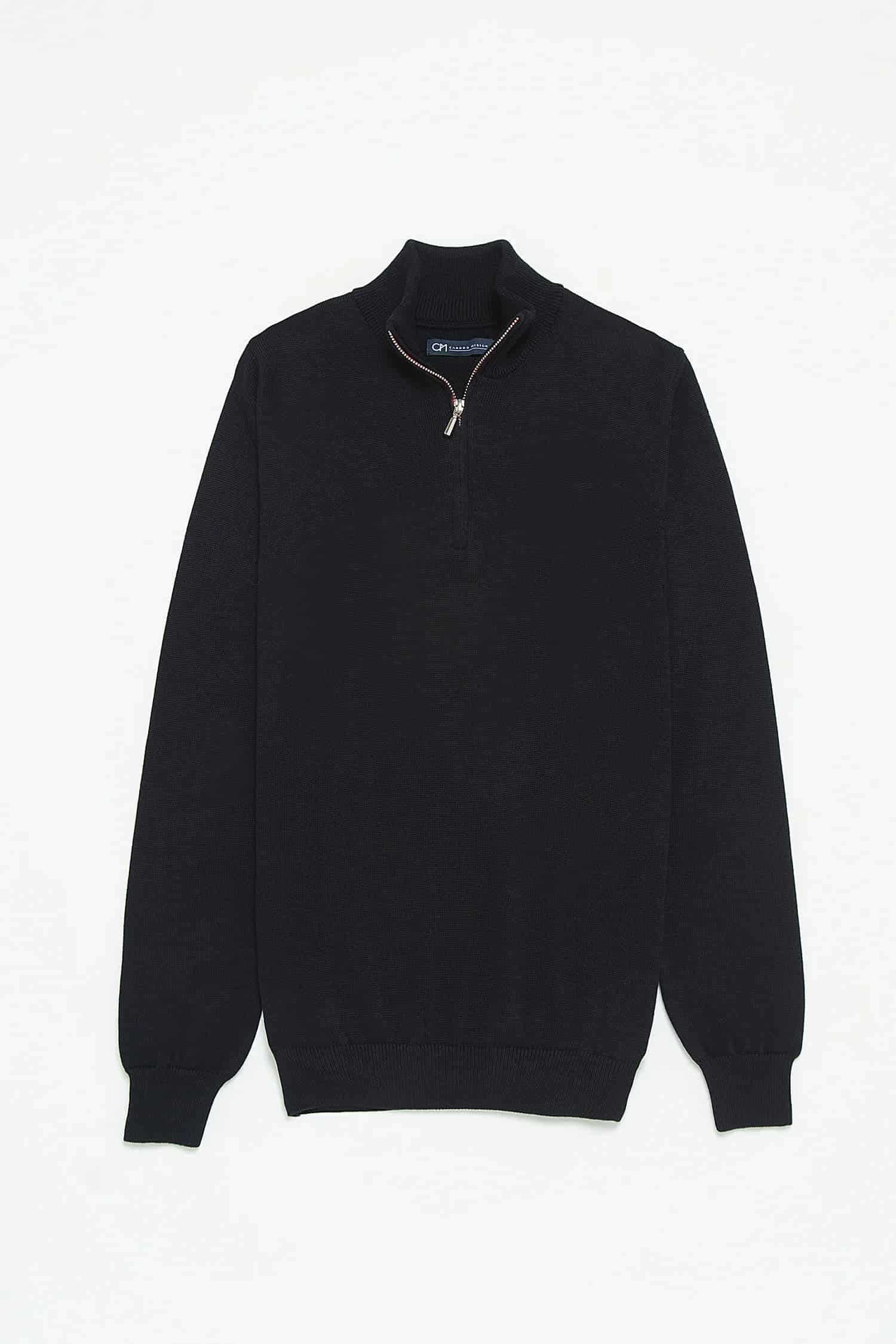 Saco Half Zip Algodón Azul Oscuro - miniatura 1