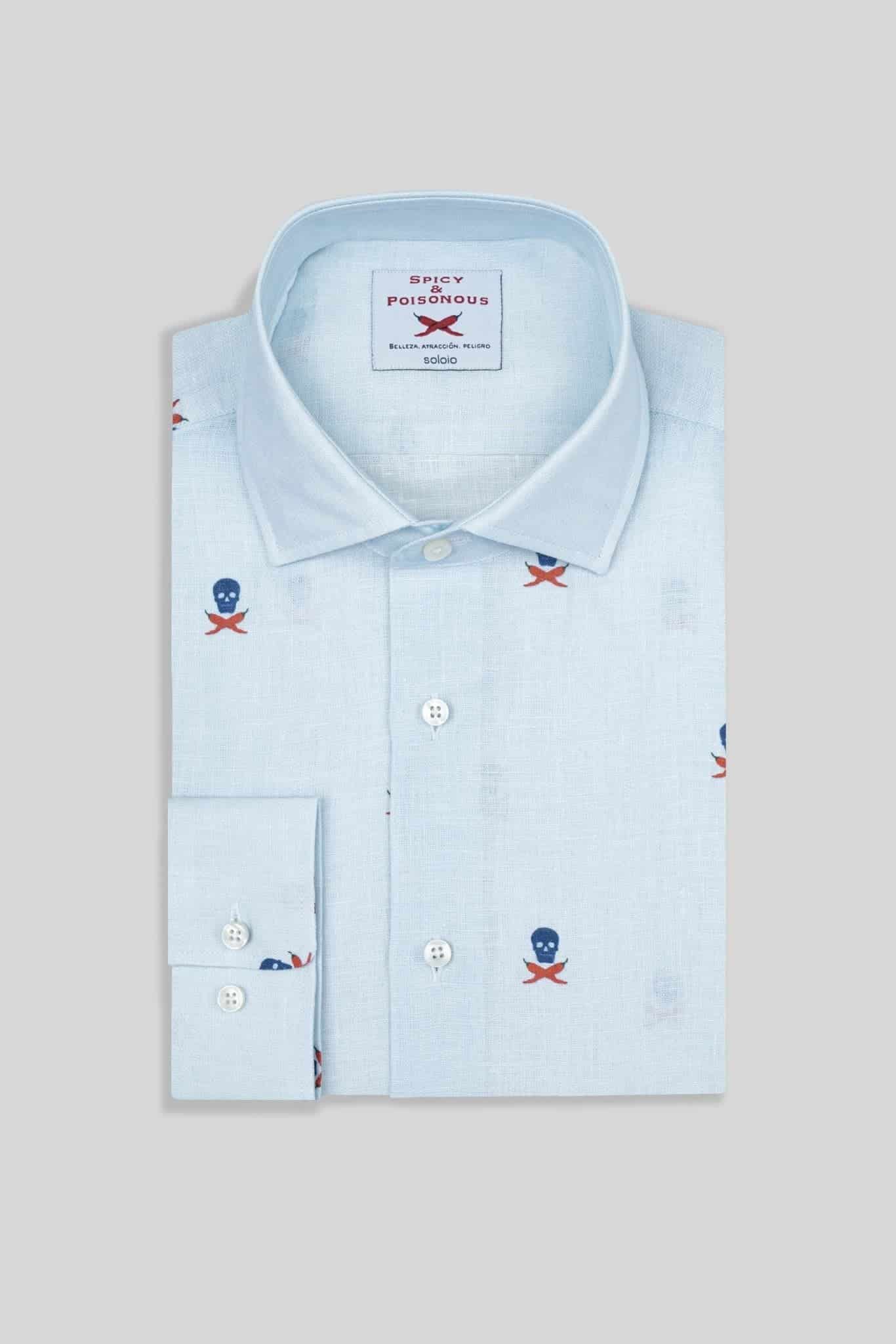 Men's linen shirt separated skulls icement - miniatura 3