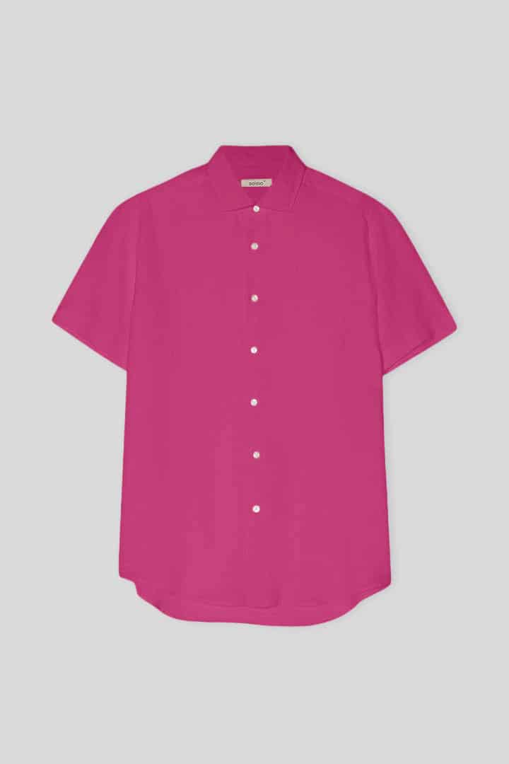 Men's linen shirt fuchsia purple - miniatura 1