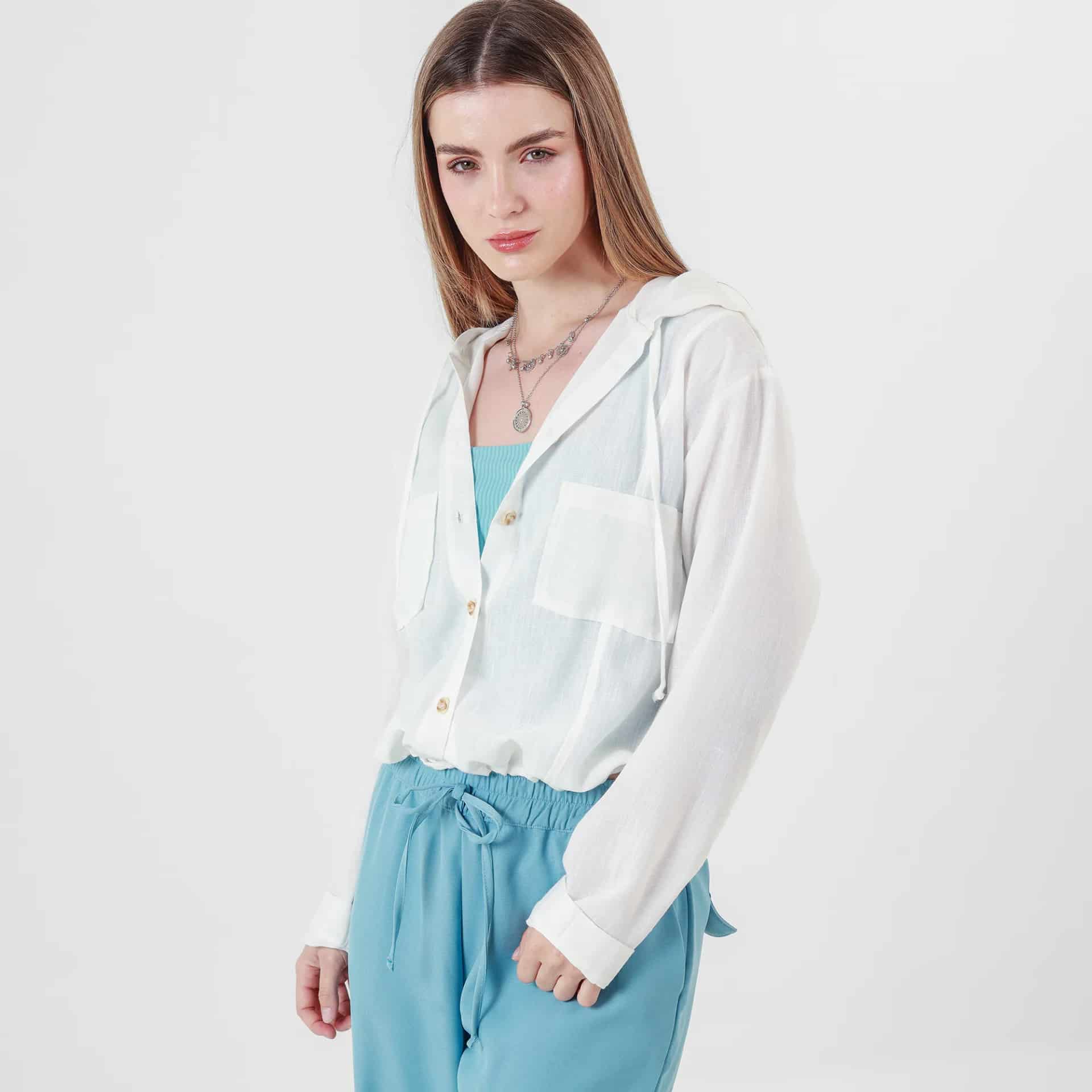 Chaqueta ligera manga larga con capucha y bolsillos - miniatura 2