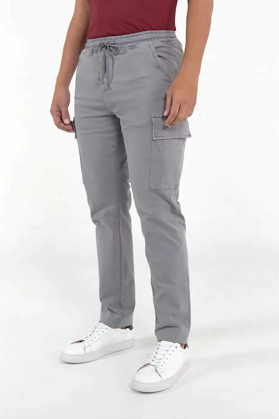 Pantalón Cargo Slim Fit Mezcla Algodón Gris - miniatura 1