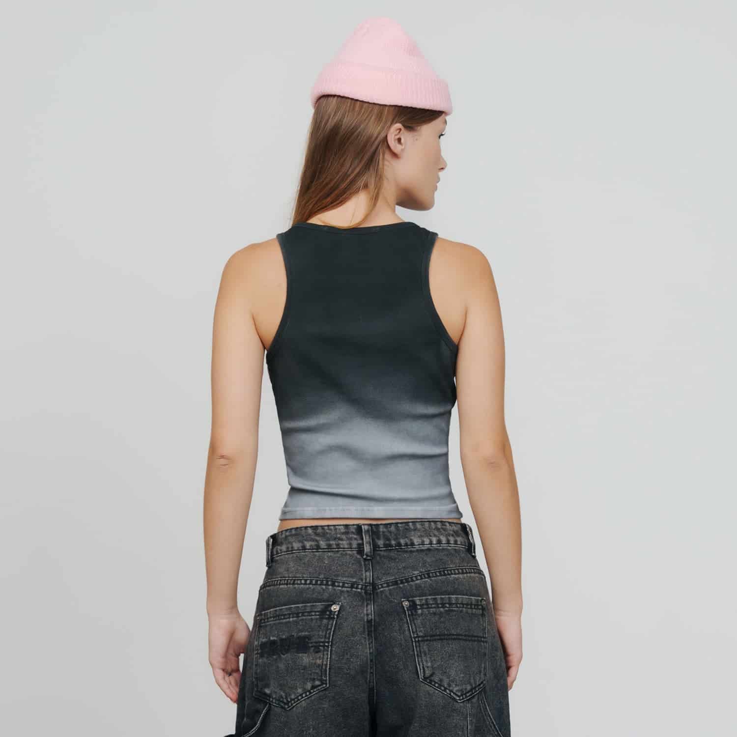 Gradient Rhinestone Tank Top - Black - miniatura 3