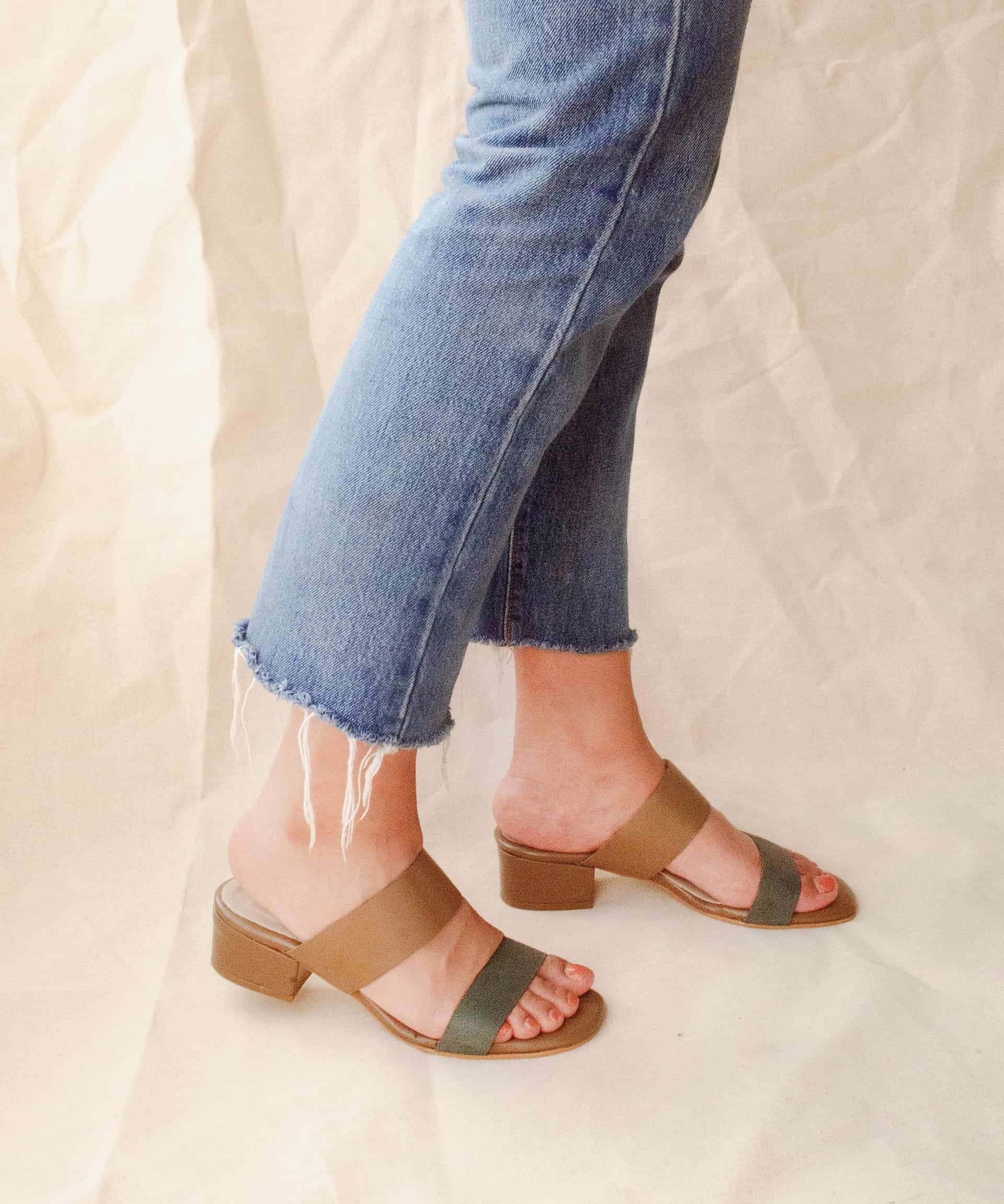 Double band sandals | Taupe Verde - miniatura 1