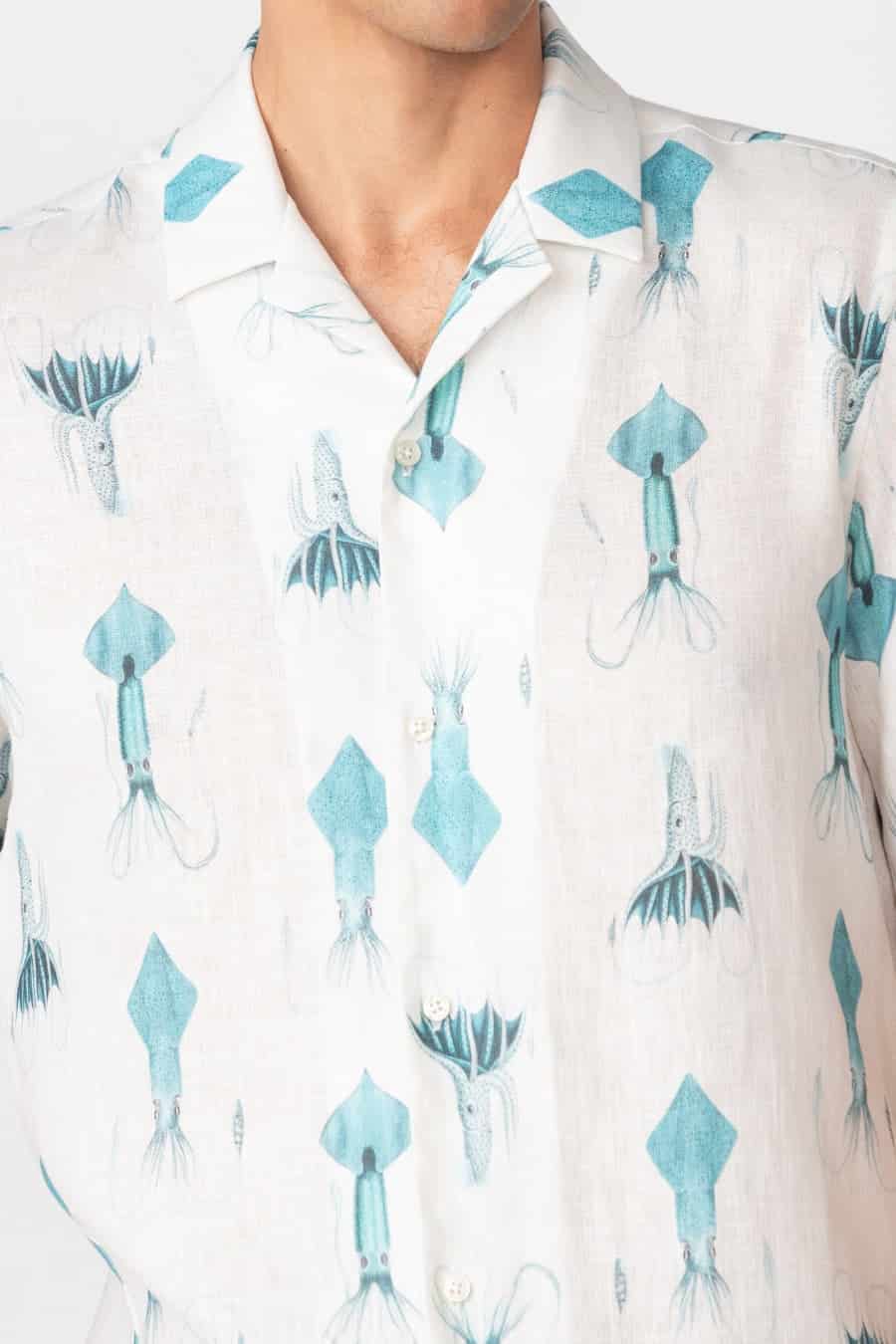 Men's linen shirt white egret - miniatura 5