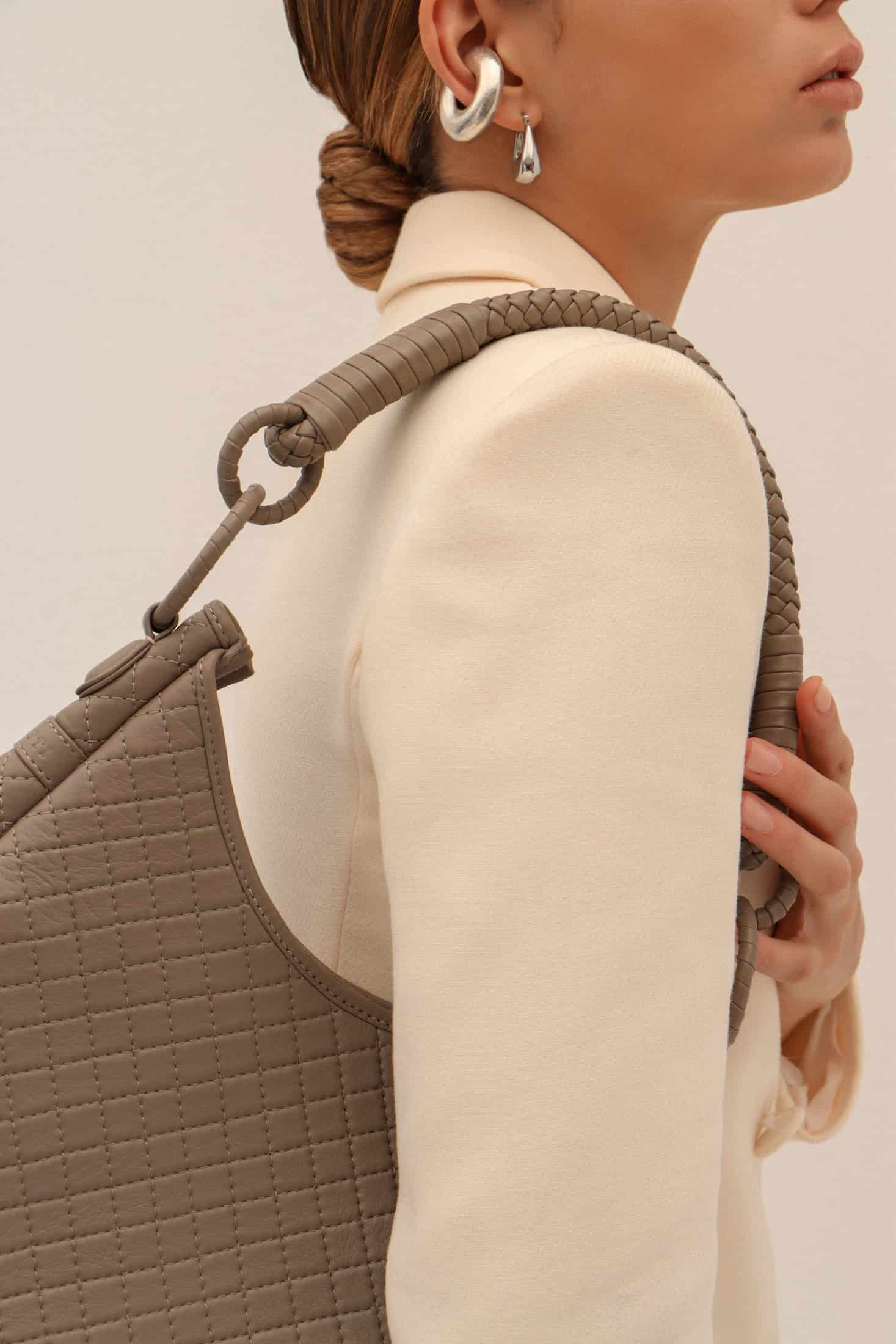 Saddle Shoulder Bag, Taupe - miniatura 3