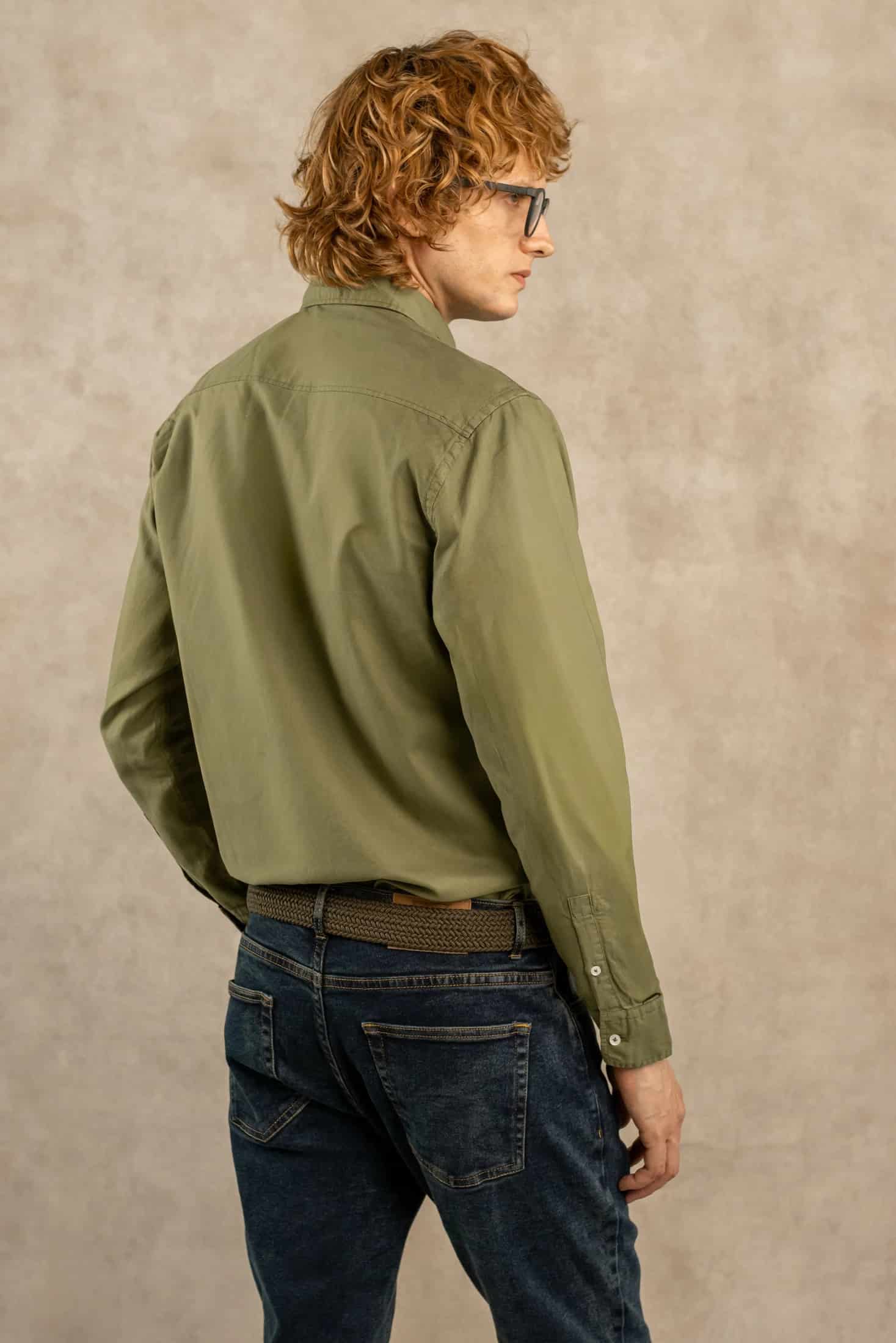 Camisa Antimanchas Oxford Verde Militar - Talla Regular - miniatura 4