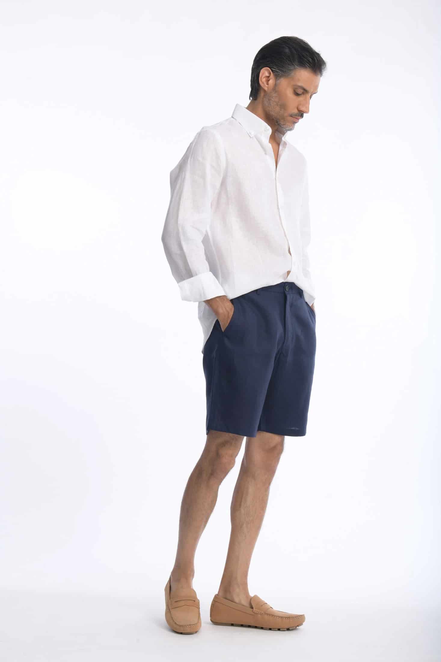 Bermuda Lino Azul Navy - miniatura 12