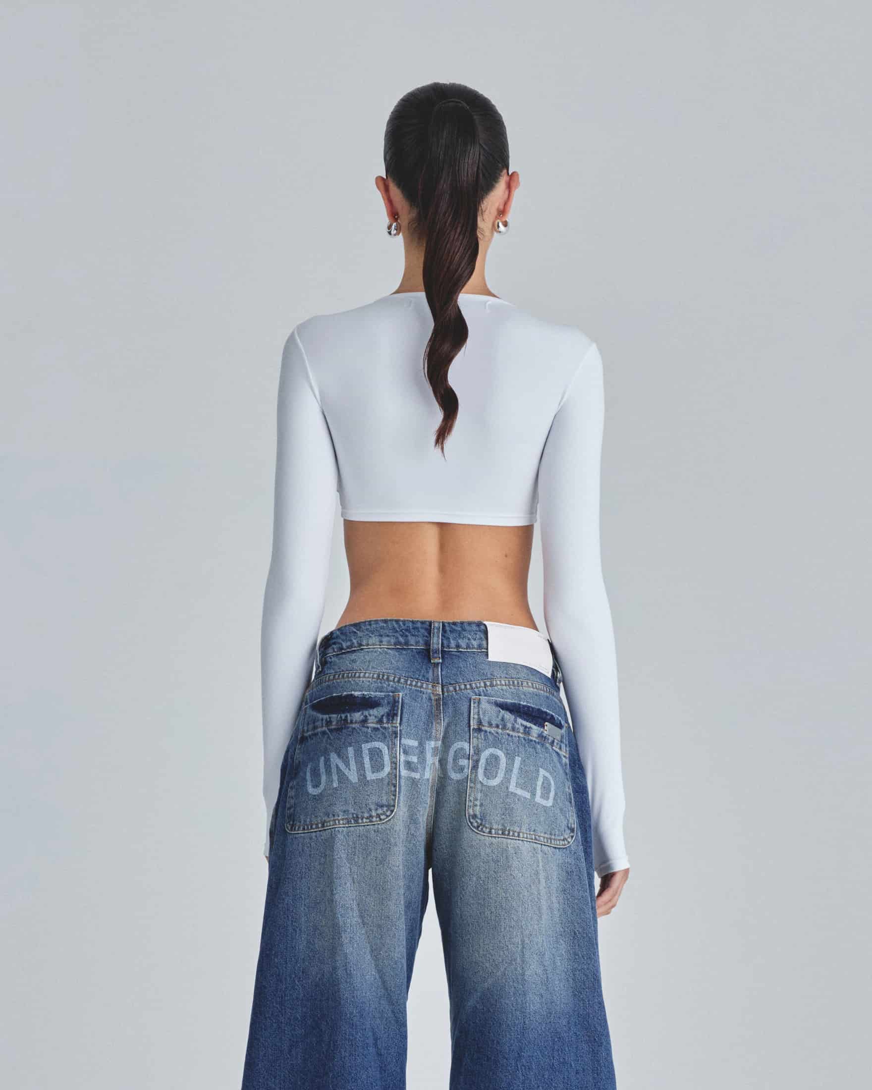 Line Basic Long Sleeve Cropped Tshirt White - miniatura 7