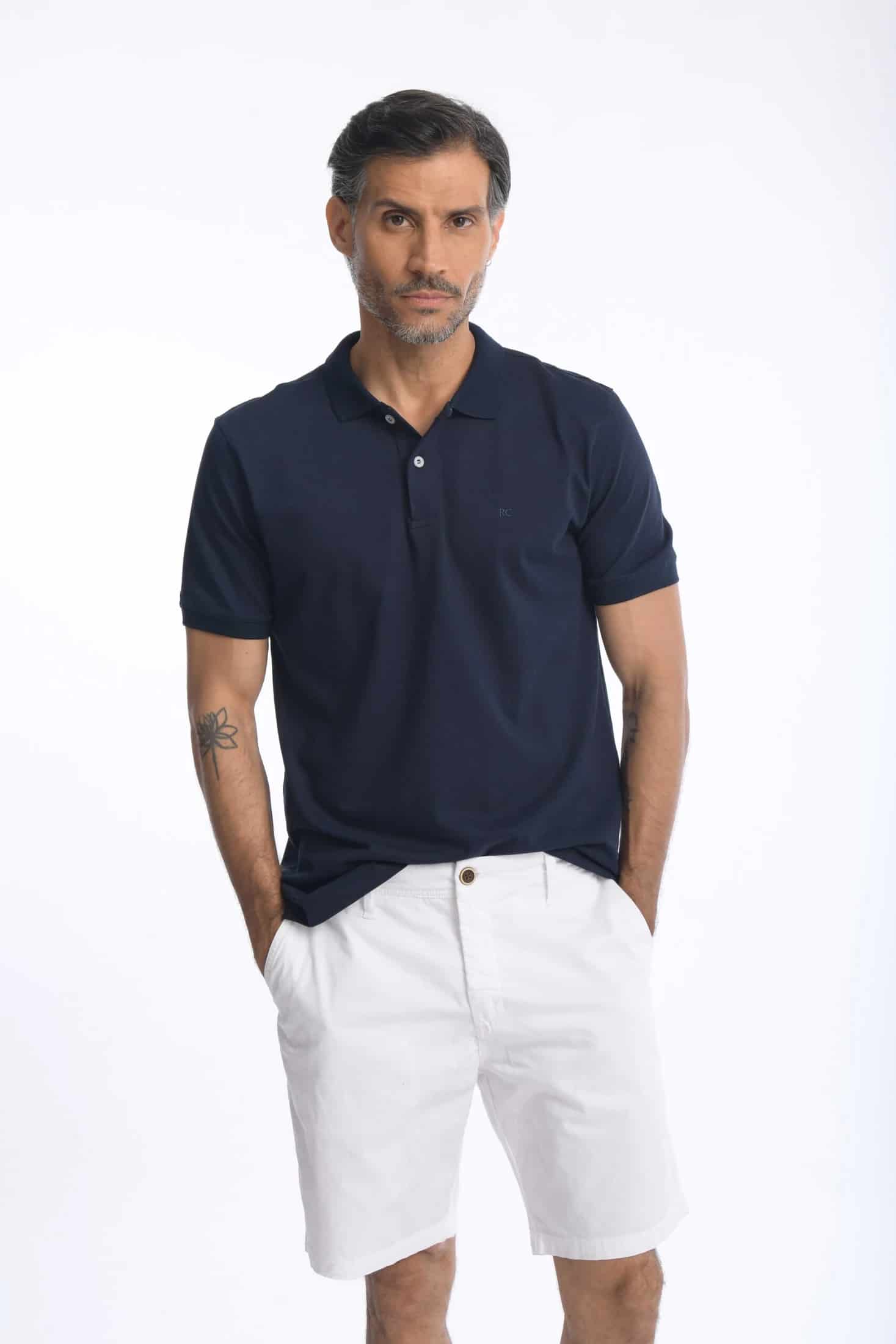 Camiseta Polo 100% Algodón Slim Azul Navy - miniatura 5