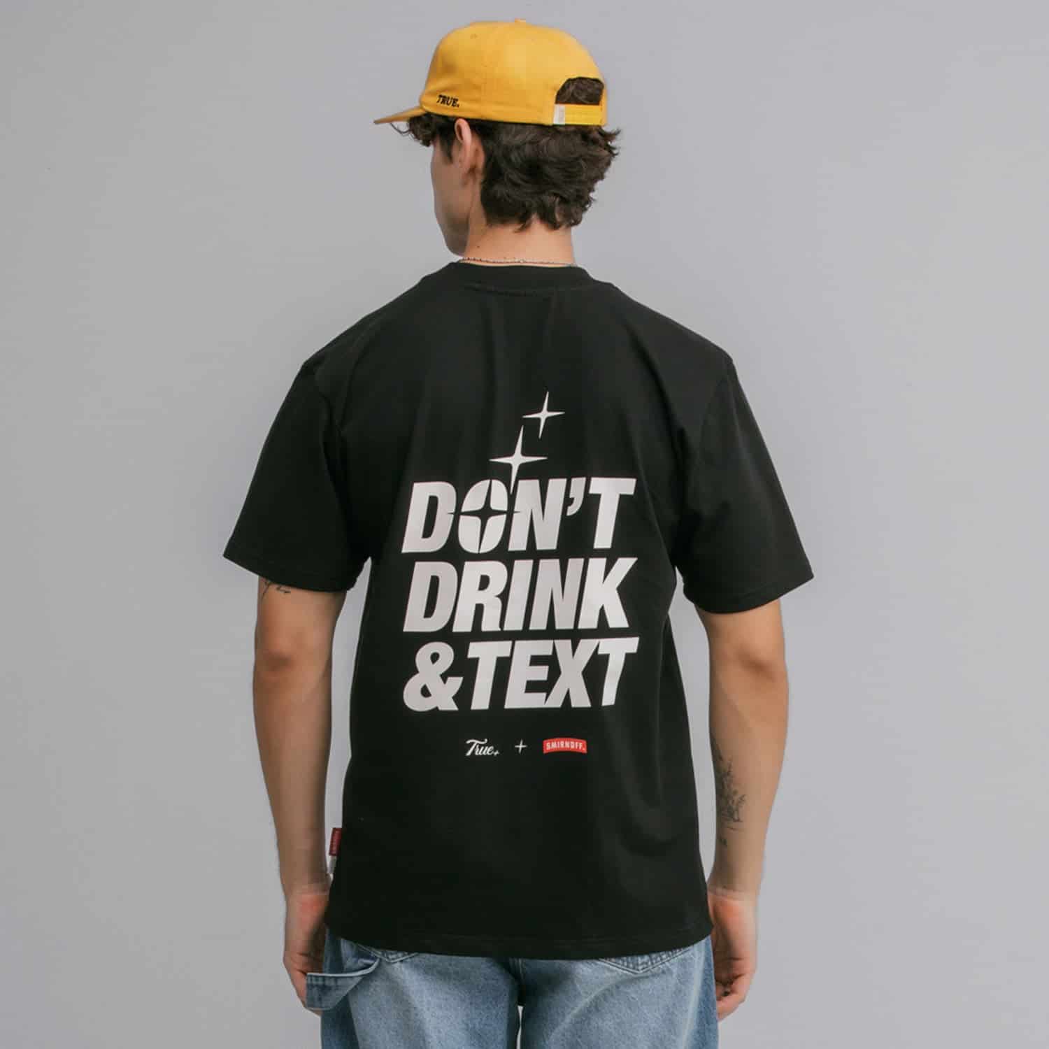 True X Smirnoff Text T-Shirt - Black - miniatura 3