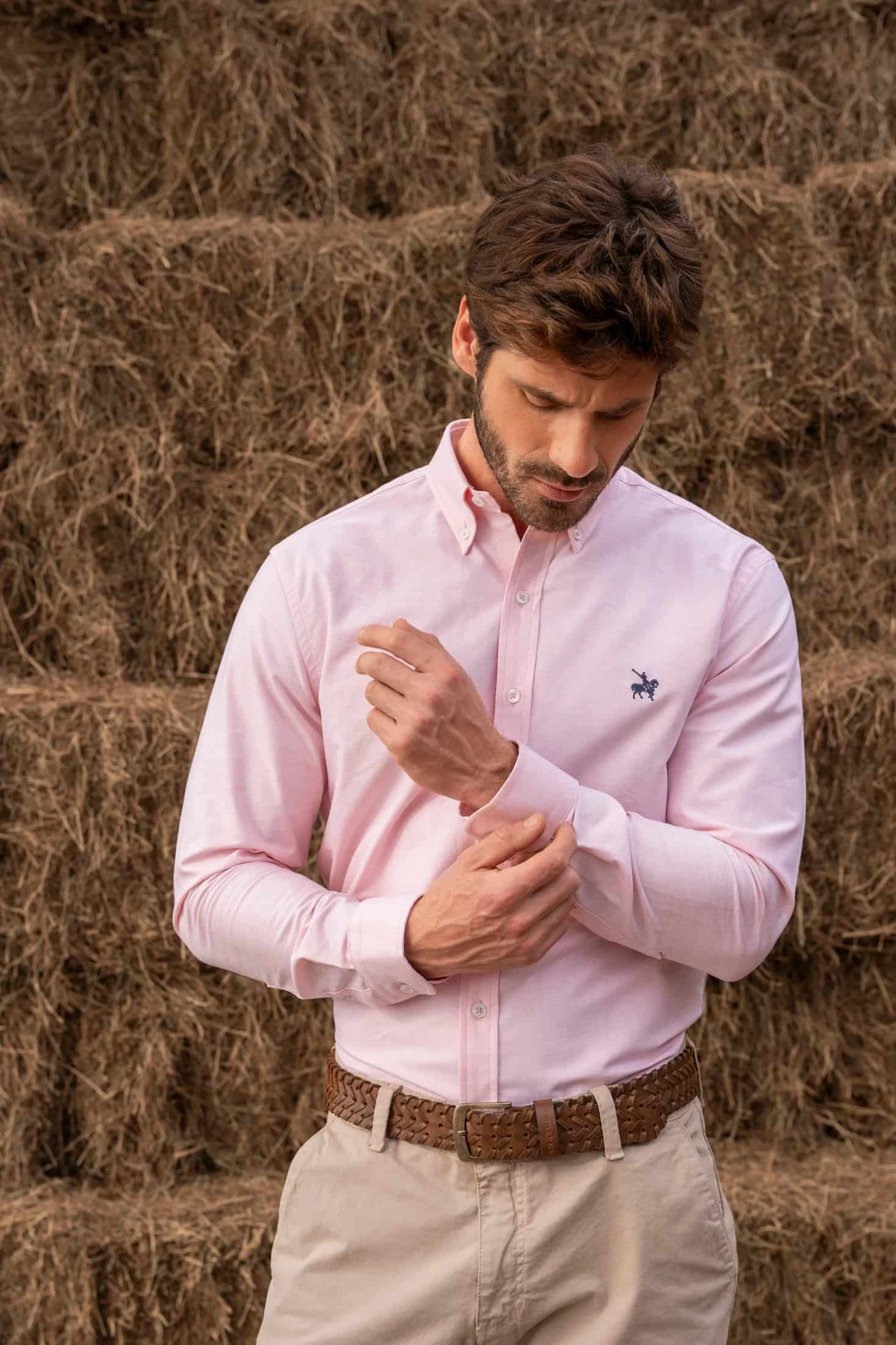 Camisa Oxford Pima Hombre Rosada - miniatura 1