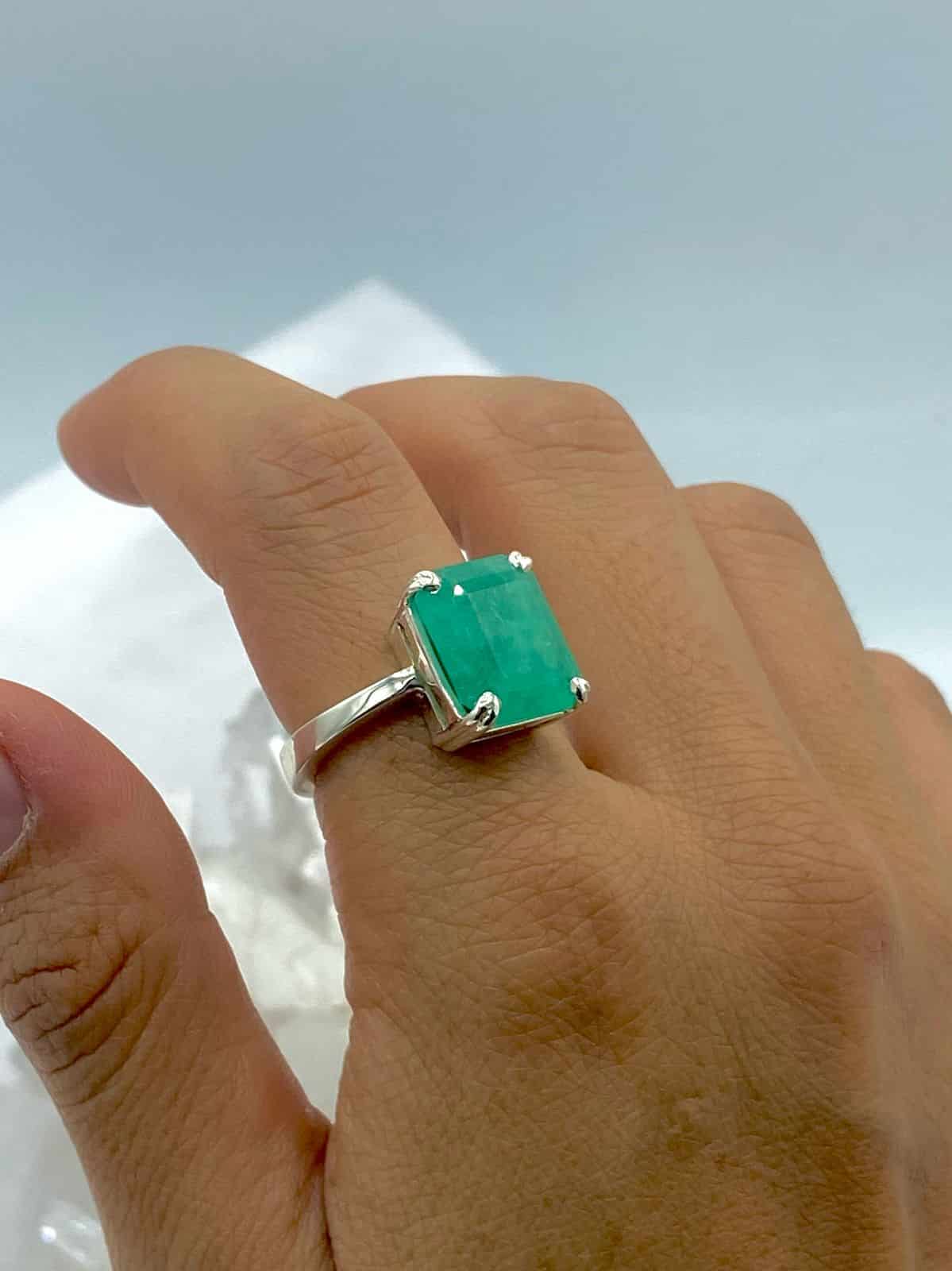 Anillo Esmeralda Cuadrado en Plata 925 - miniatura 2