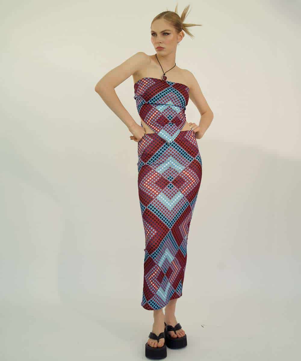 Long Skirt In Blueprint - miniatura 1