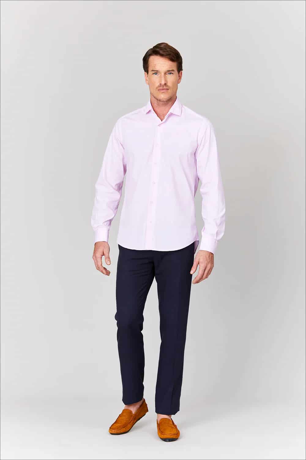 Men's cotton shirt pink muslin - miniatura 4