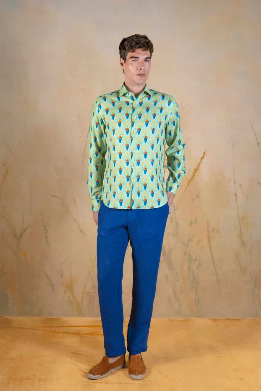 Proventus linen shirt green - miniatura 1