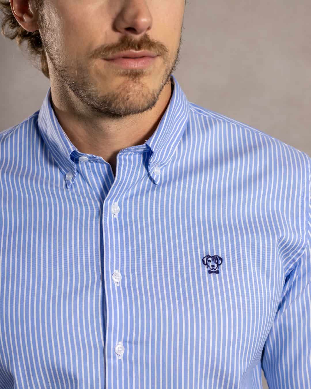 Camisa Antimanchas Oxford Rayas Azul Princeton - miniatura 2