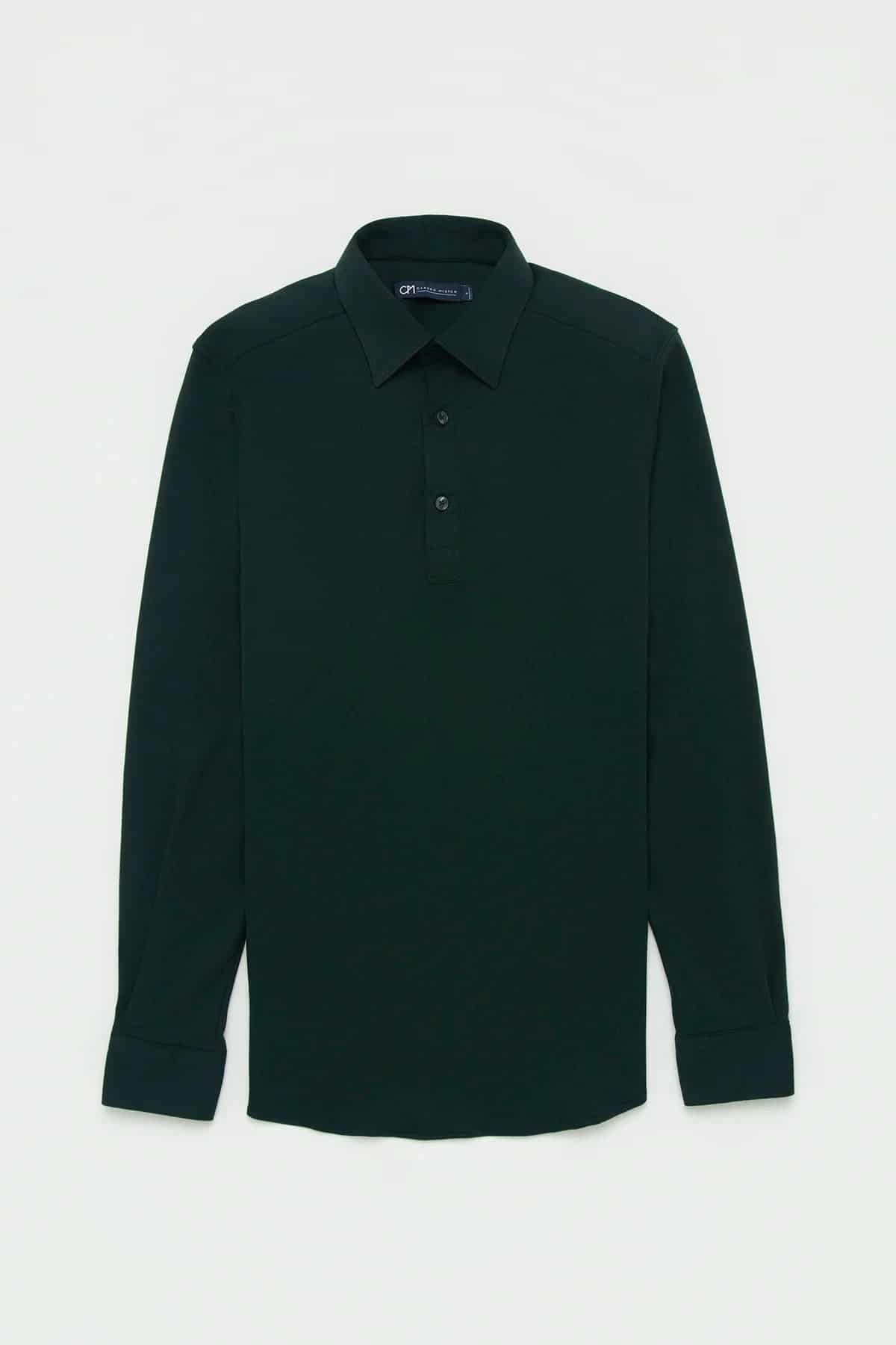 Camisa Piqué Polera Algodón Verde Botella - miniatura 1