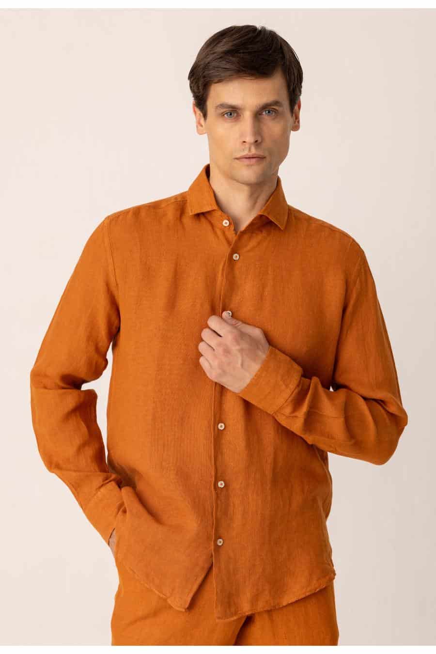 Men's linen pants honey basic - miniatura 5
