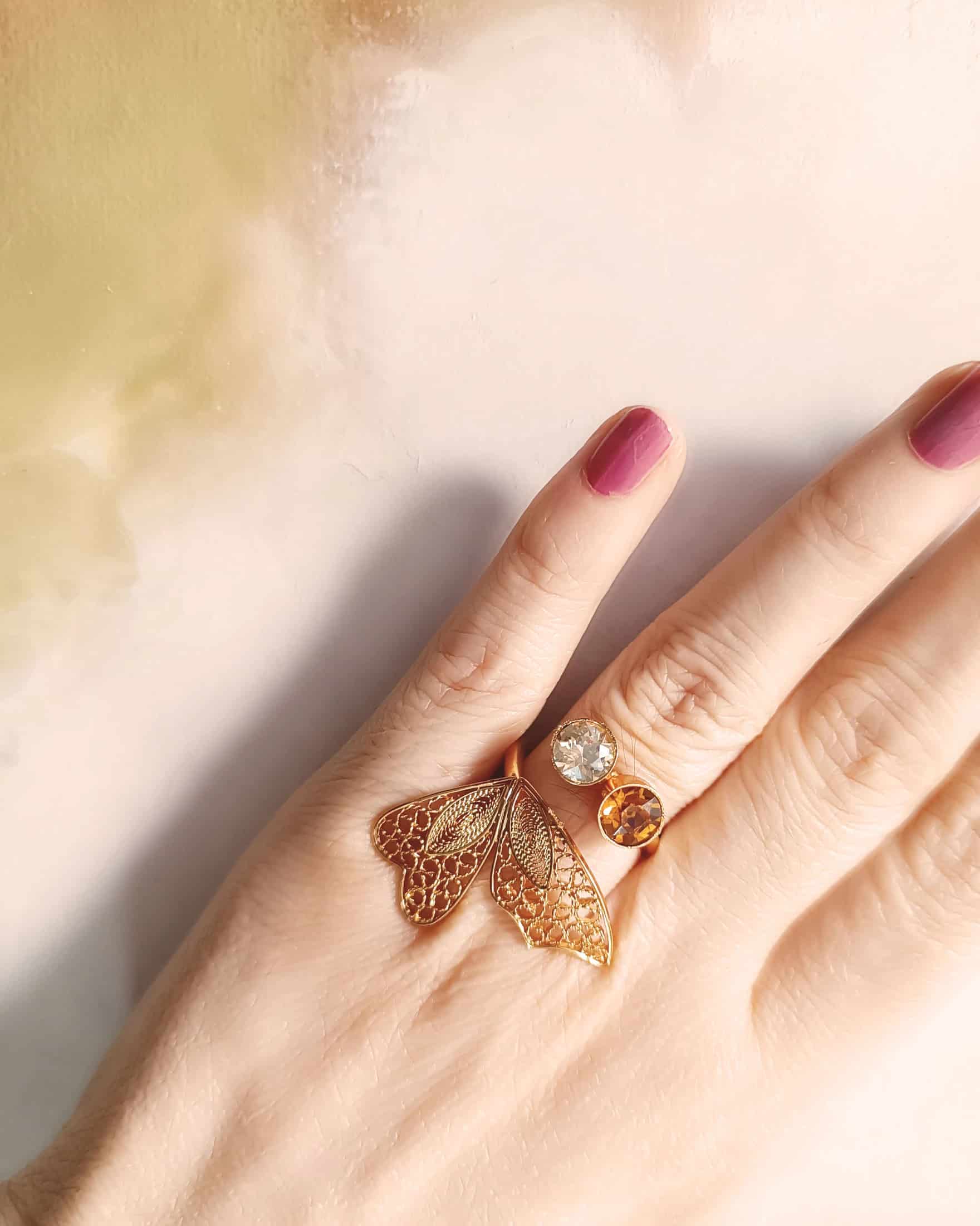 Anillo Alas Mariposa con cristales - miniatura 3