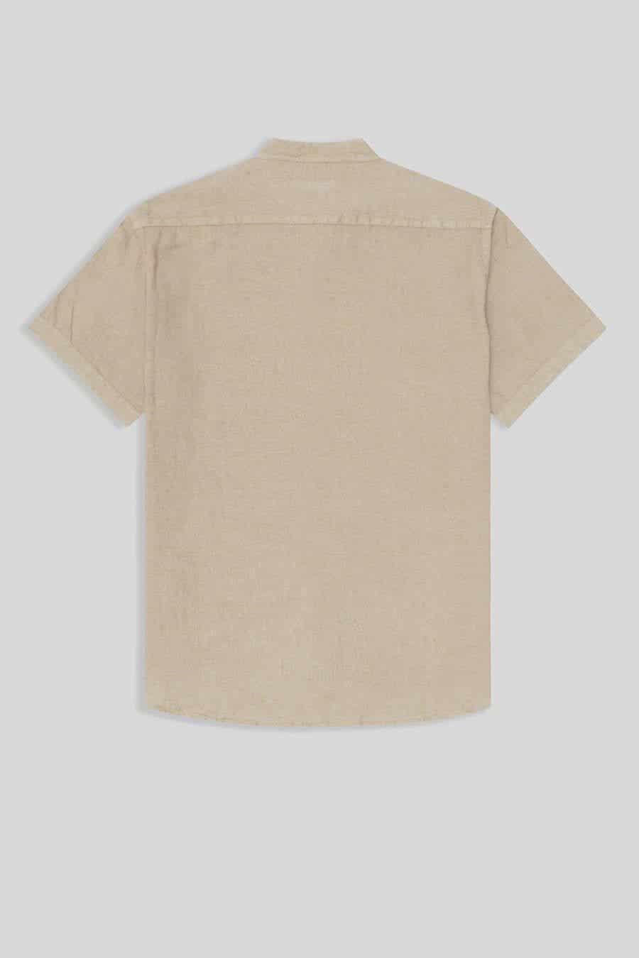 men’s linen shirt mao beige basic - miniatura 2