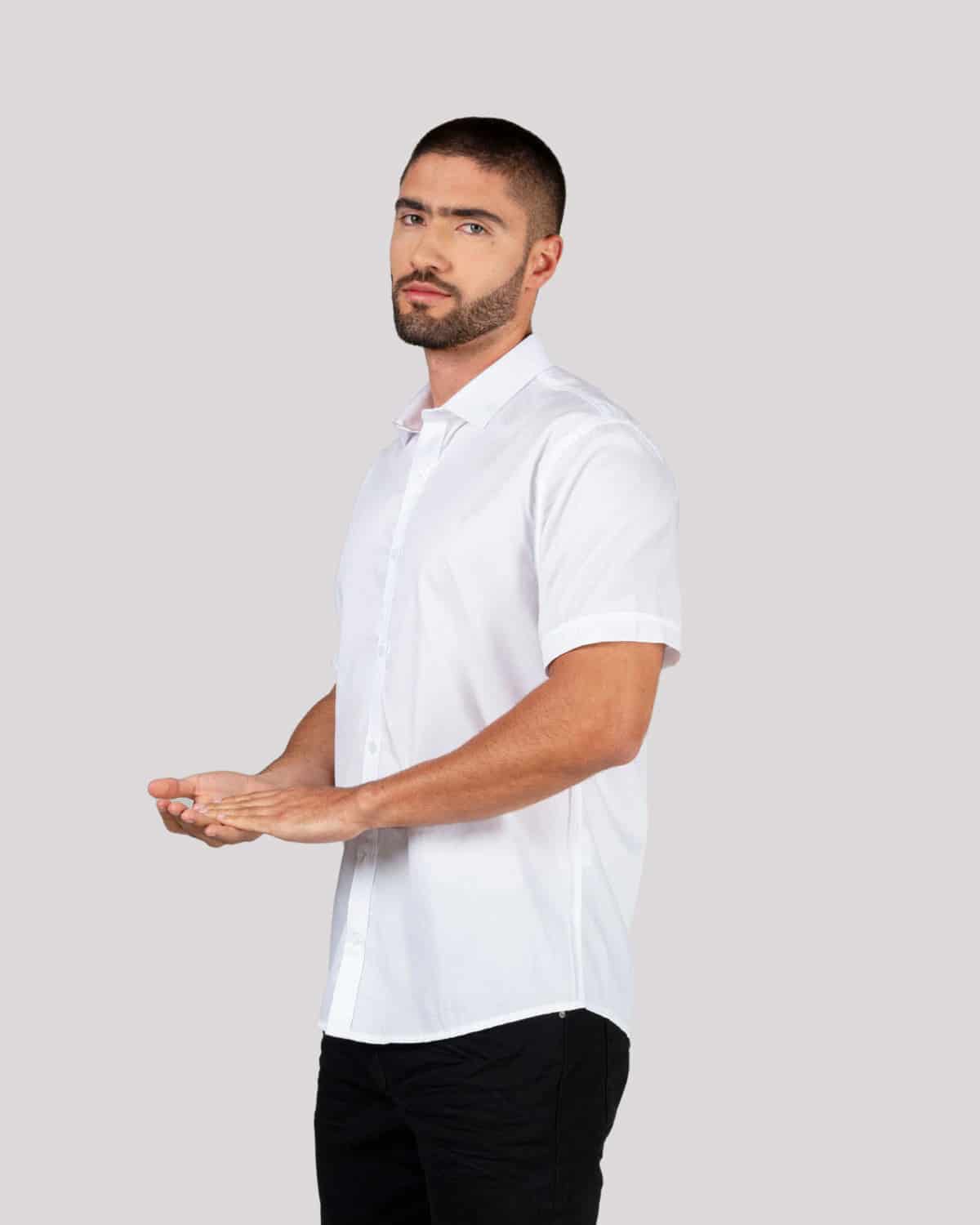 Camisa blanca manga corta para hombre - miniatura 19