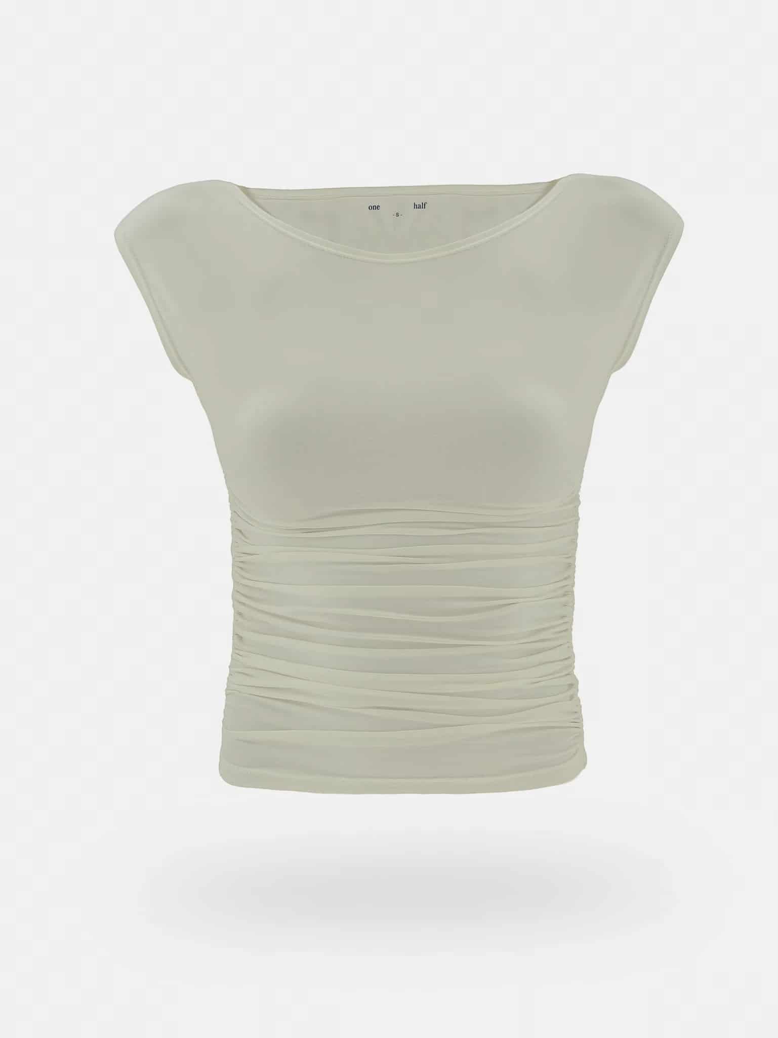 SPORTY RUCHED TEE - SOFT WHITE - miniatura 4